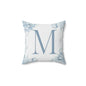Monogram M Floral Pillow — Blue Initial Throw Pillow with insert