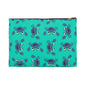 Cute Crab Accessory Pouch, Fun Cosmetic Bag, Beach Accessory, Gift for Crab Lovers, Teal Crab Print Pouch, Summer Essentials