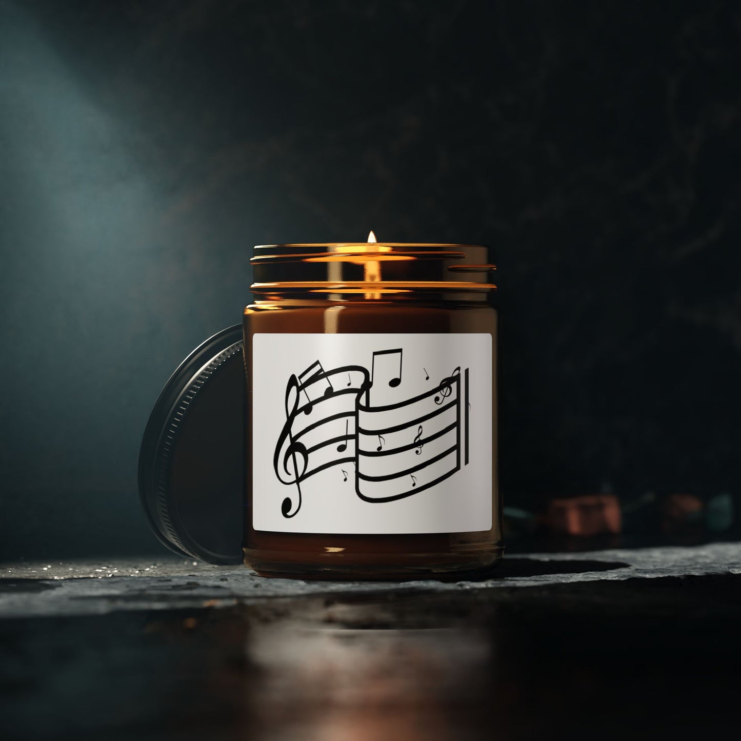 Musical Notes Soy Candle — Amber Jar Scented Candle for Music Lovers