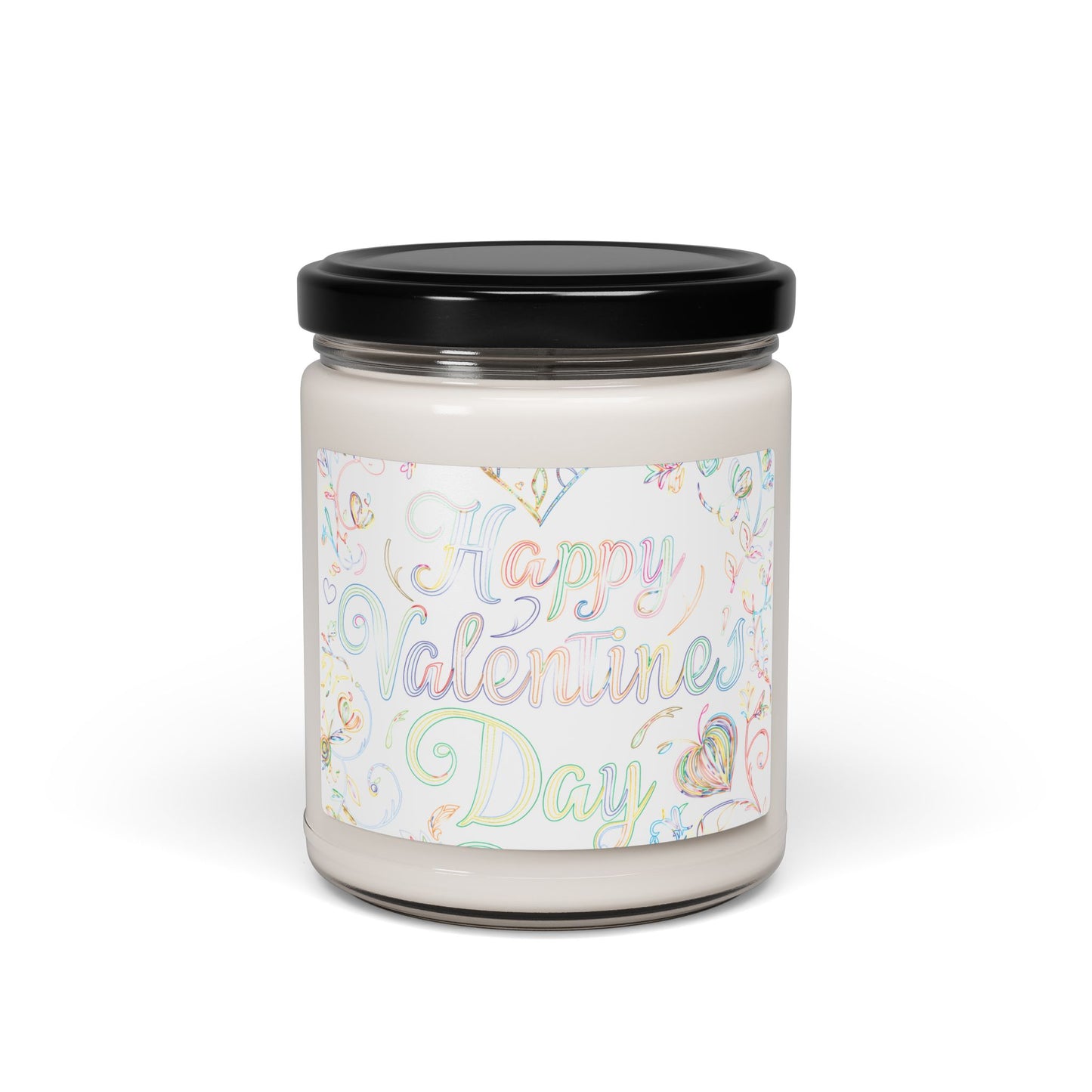 Valentine’s Day Soy Candle — 9oz Scented Jar (Happy Valentine’s Day Pastel Label)