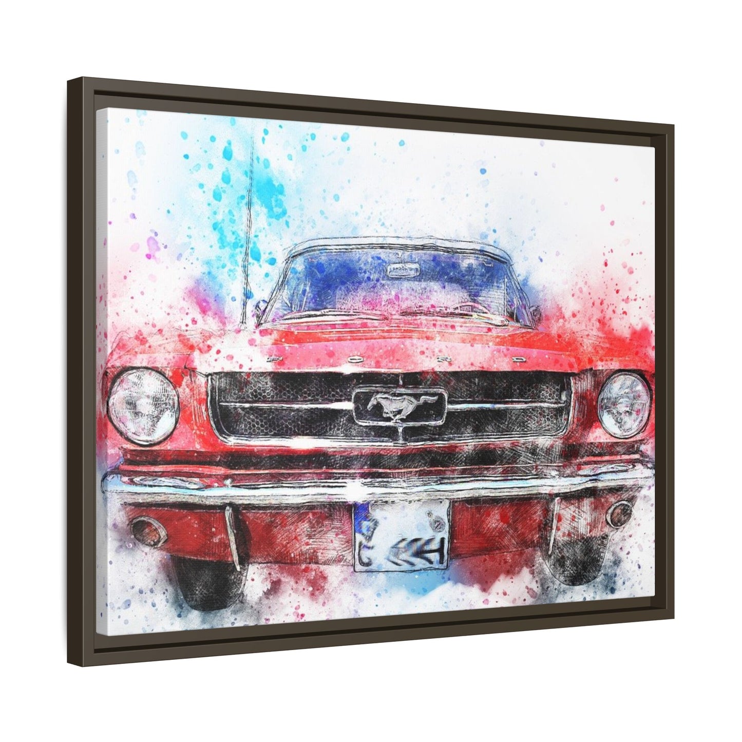 Matte Canvas, Framed Mustang Car