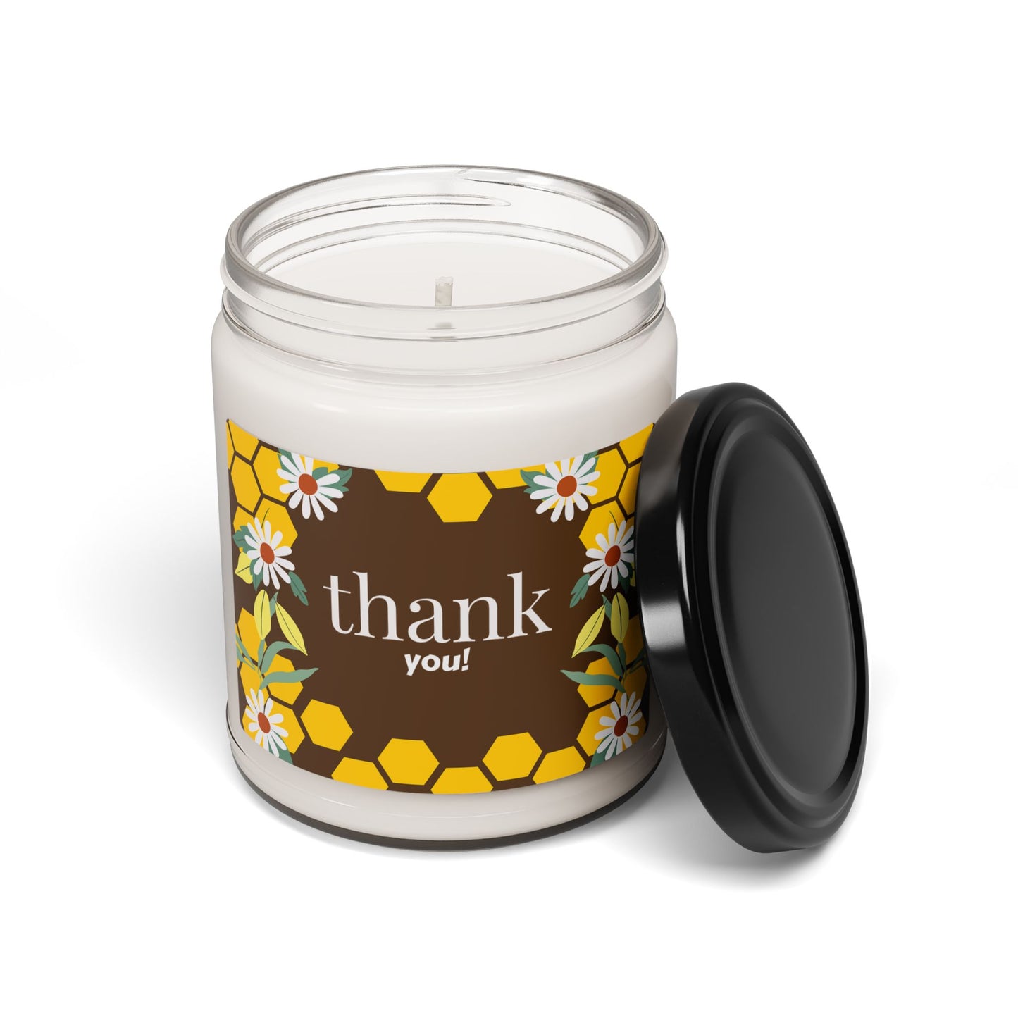 Thank You Soy Candle - 9oz Scented Jar (Daisy & Honeycomb)
