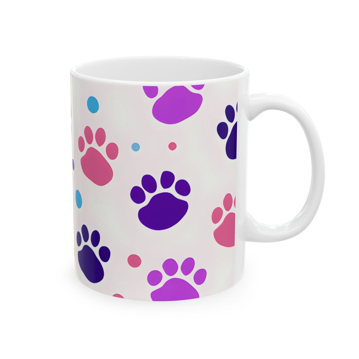 Colorful Paw Print Ceramic Mug — Cute Pet Lover Coffee Cup (11oz/15oz)