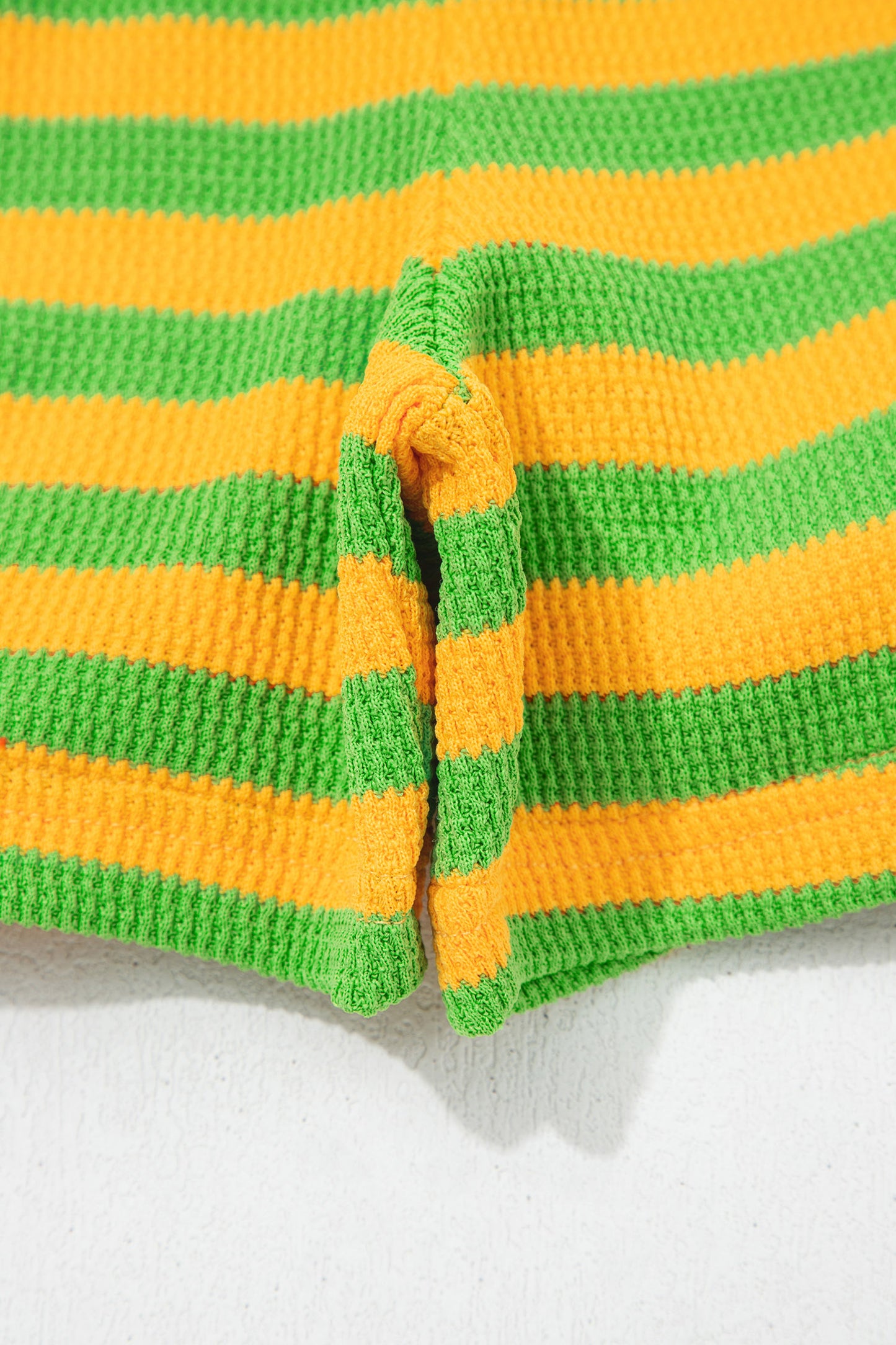 Yellow Stripe Puff Short Sleeve T Shirt Matching Shorts Set