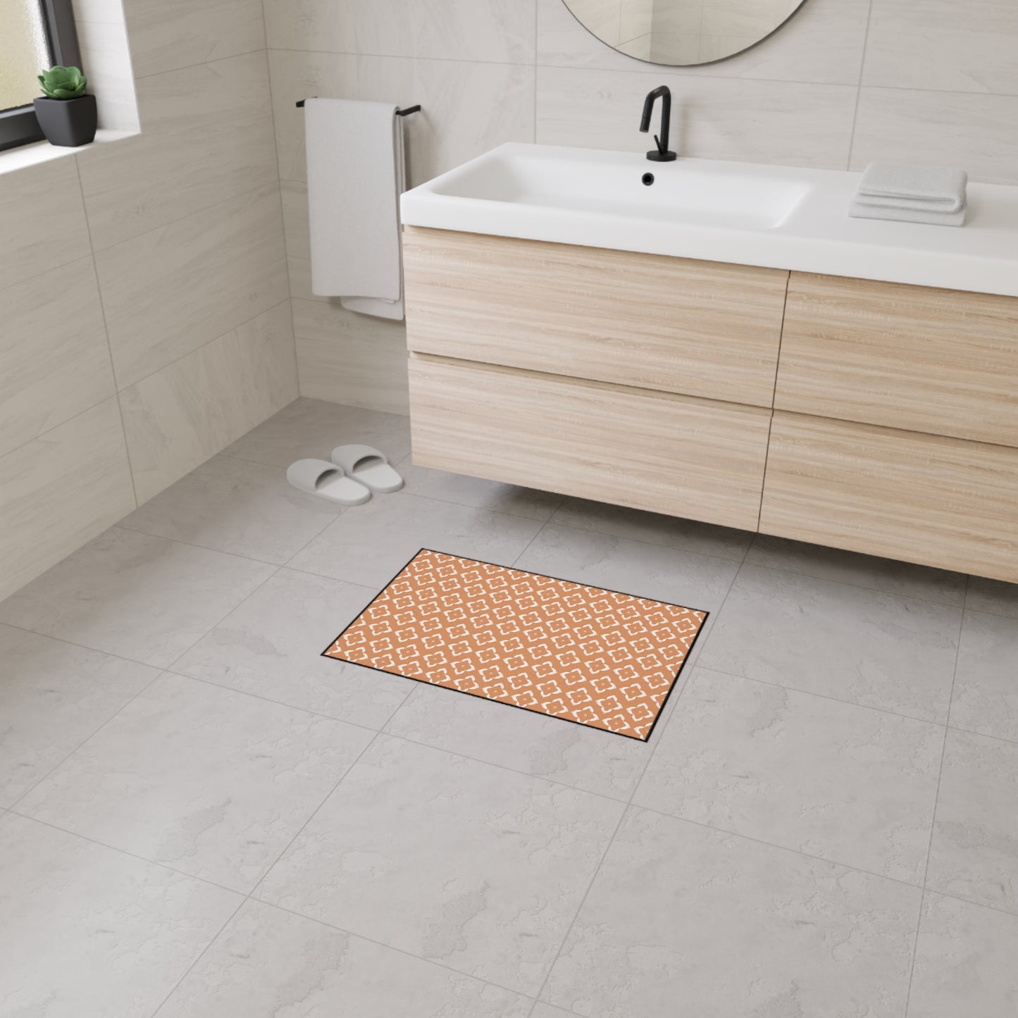 Heavy-Duty Floor Mat — Terracotta Moroccan Tile Pattern, Non-Slip Entry Rug