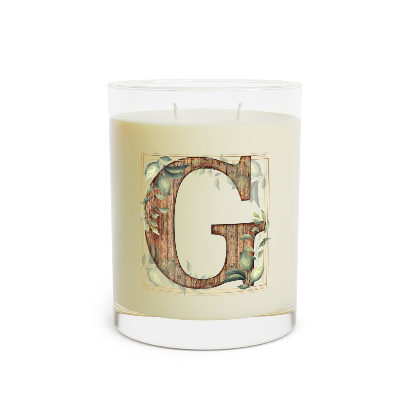 Wood Letter Monogram Scented Candle — 11oz Glass