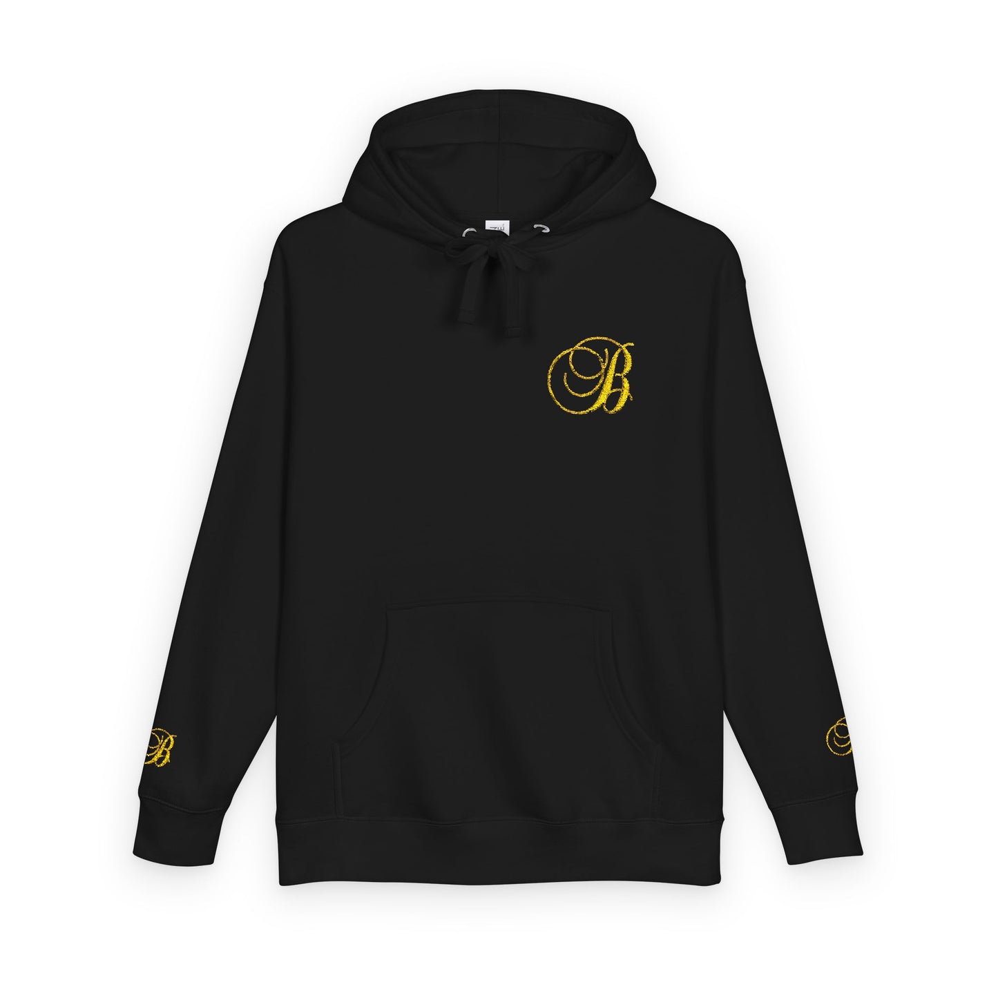 Coral Gold Floral Initial Hoodie — Monogram 'B' Casual Pullover