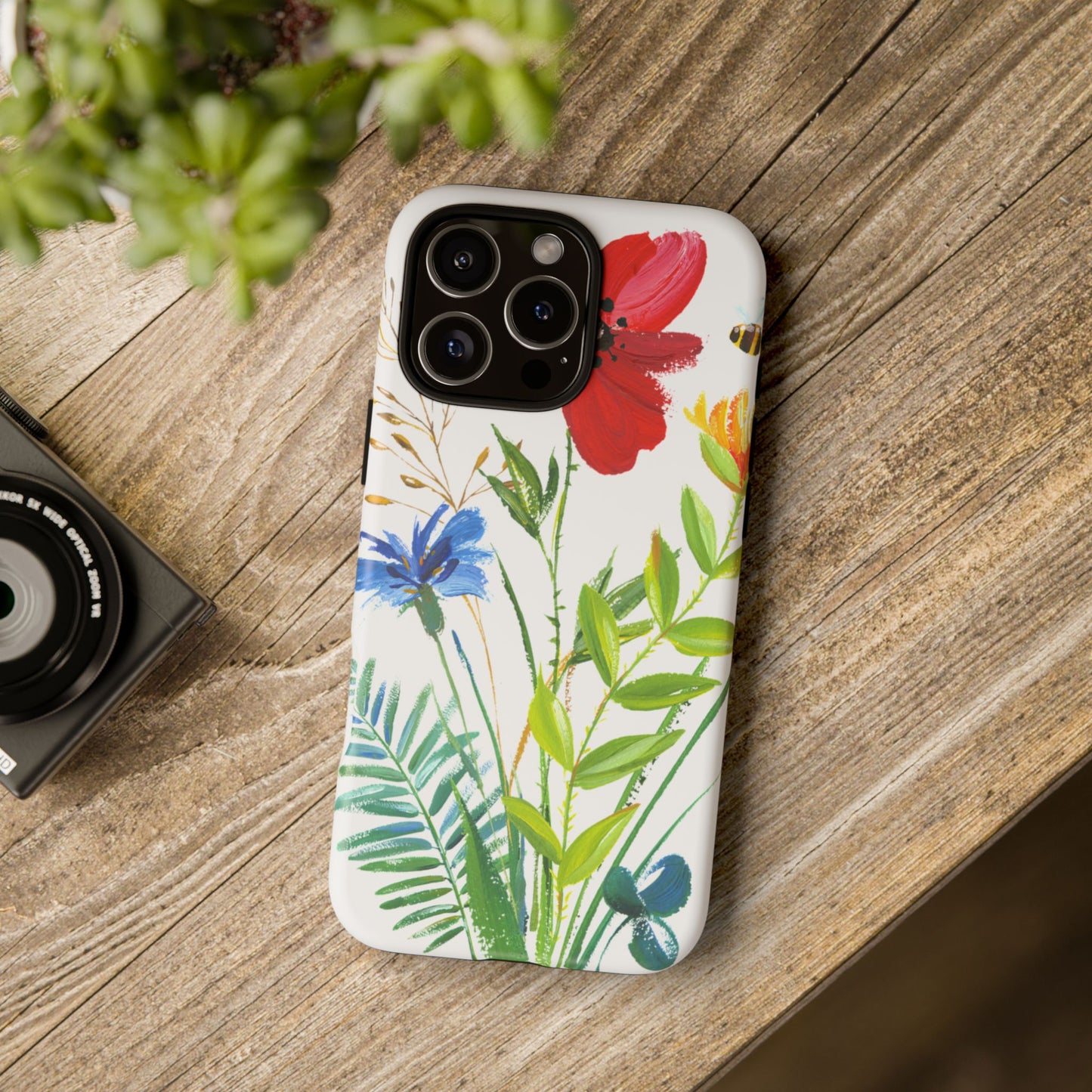 Floral Watercolor Tough Phone Case — Wildflower Bouquet Protective Cover