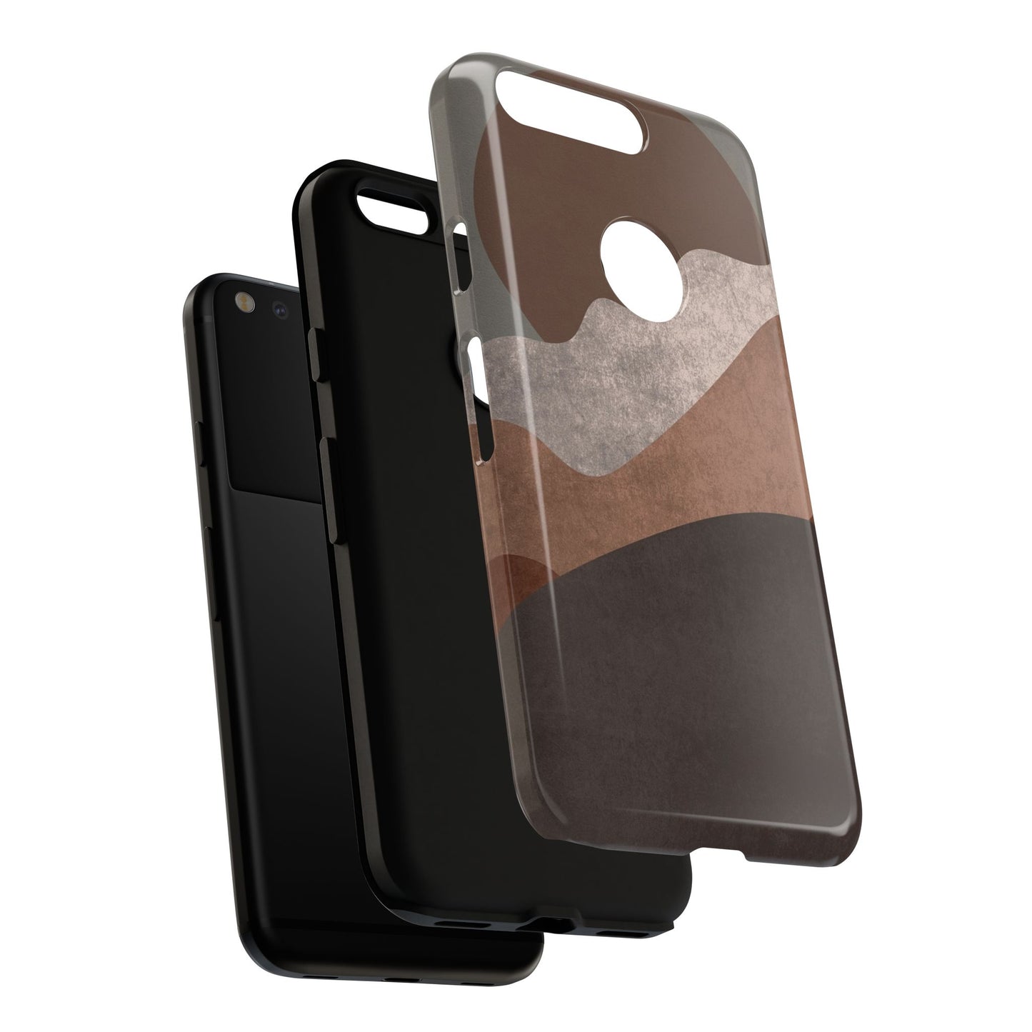 Abstract Earthtone Phone Case — Brown Layered Rugged Tough Case