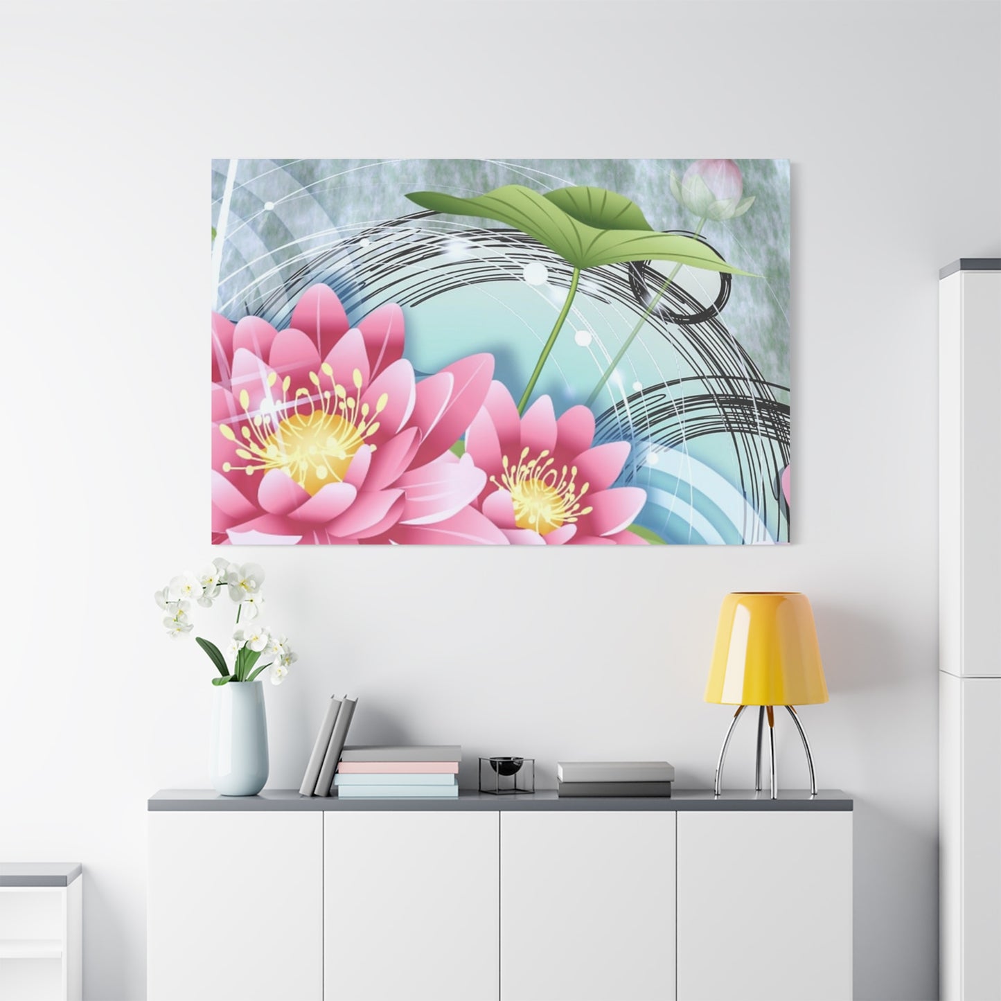 Lotus Blossom Matte Canvas Wall Art — Stretched 1.25" Decorative Print