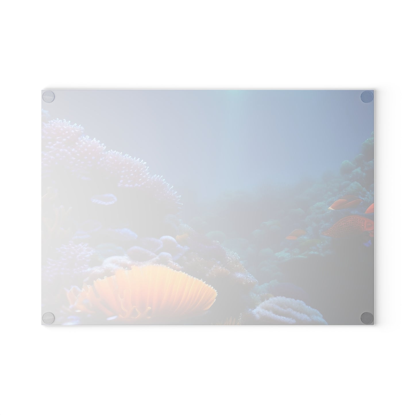 Ocean Coral Glass Cutting Board — Underwater Reef Kitchen Board