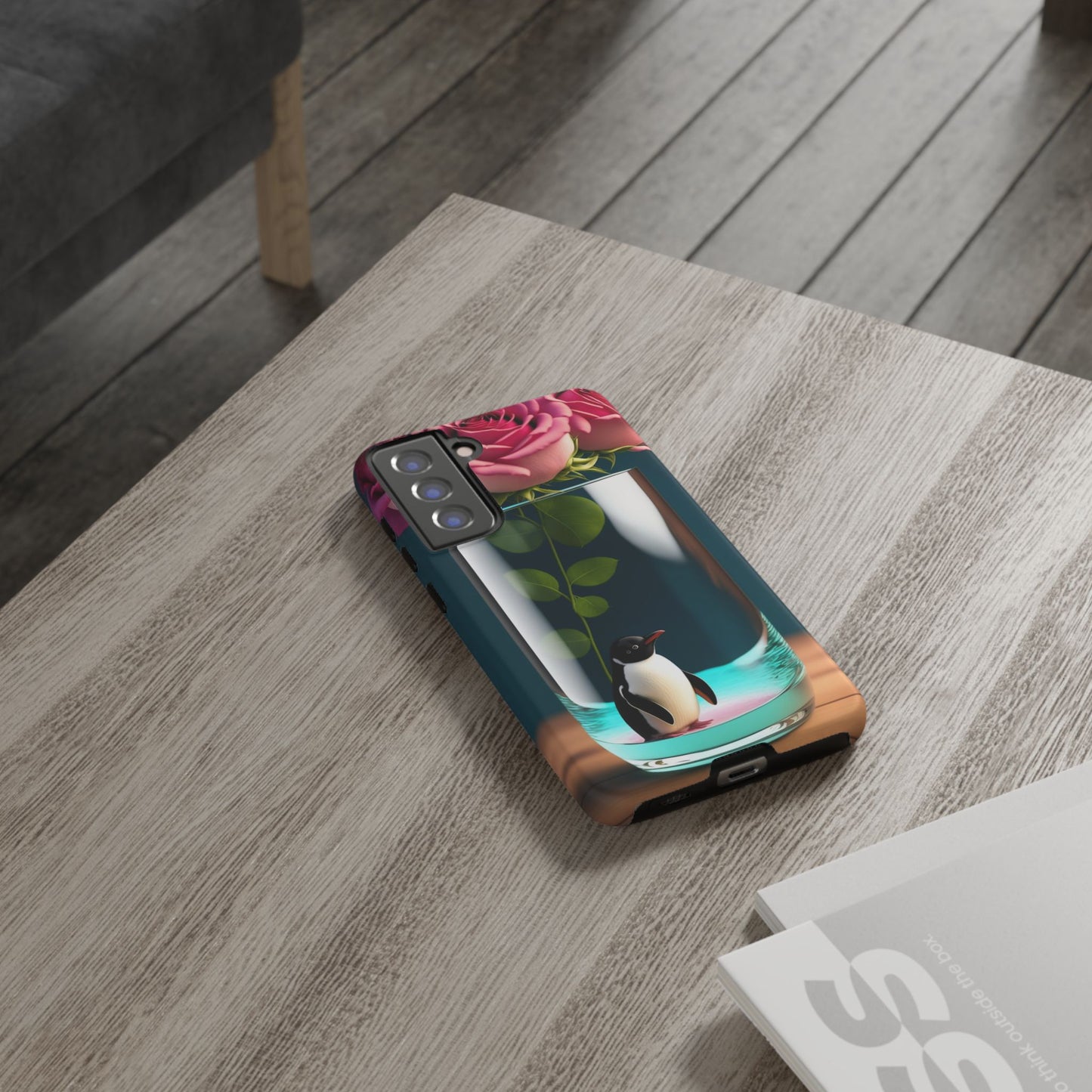 Penguin in a Glass Floral Tough Phone Case — Cute Protective Phone Cover