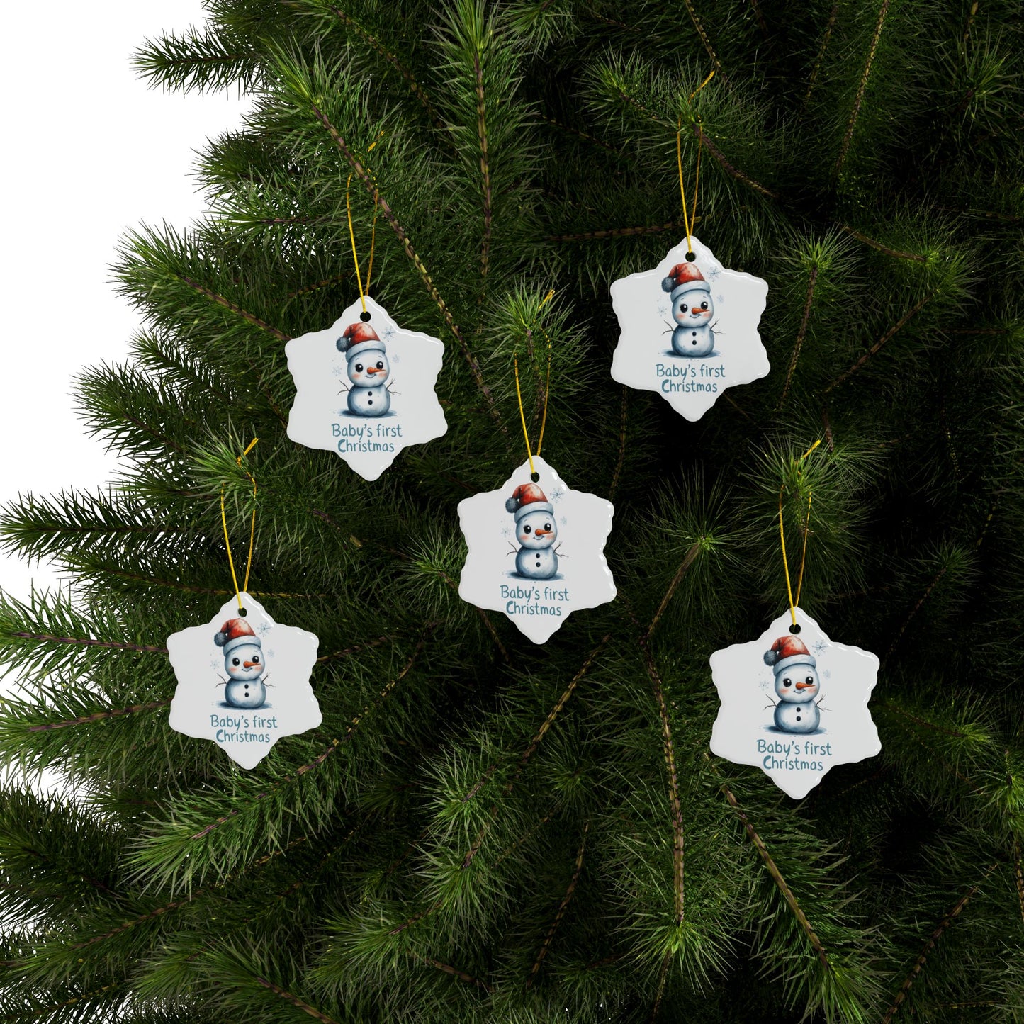 Baby's First Christmas Ceramic Ornaments, Custom Holiday Decor, Perfect for Gifts, Winter Memories, Keepsake Ornaments, Snowman Ornaments