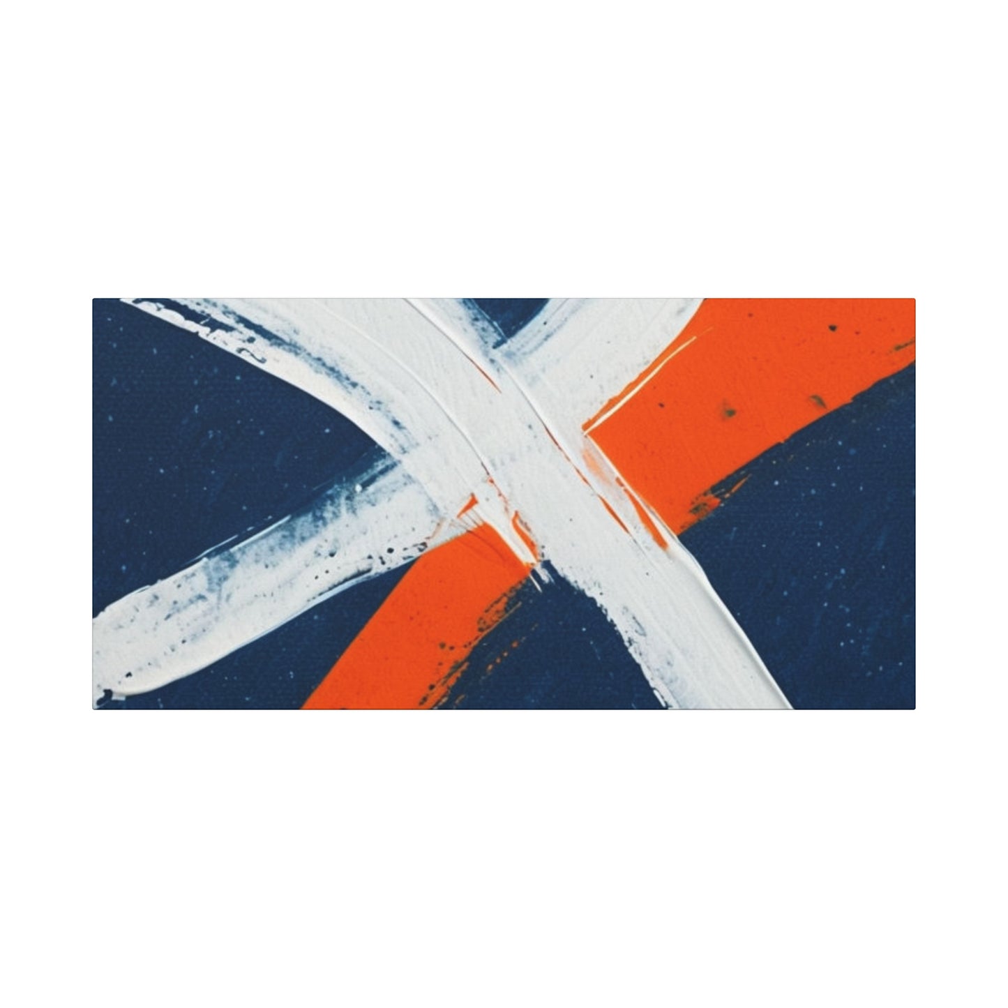Abstract Navy & Orange Brushstroke Canvas