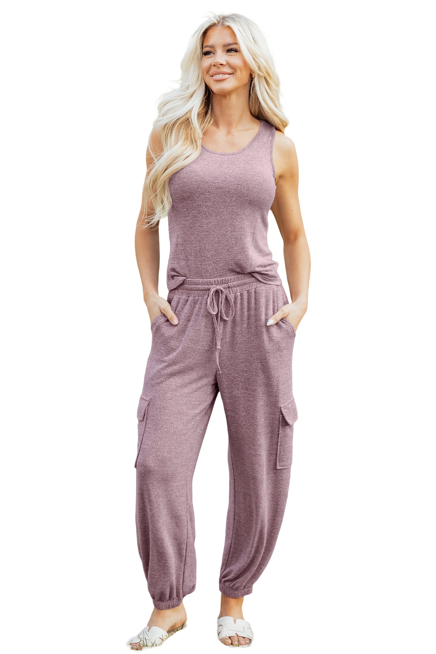 Orchid Bouquet Casual Tank Top Drawstring Jogger Pants 2pcs Outfit