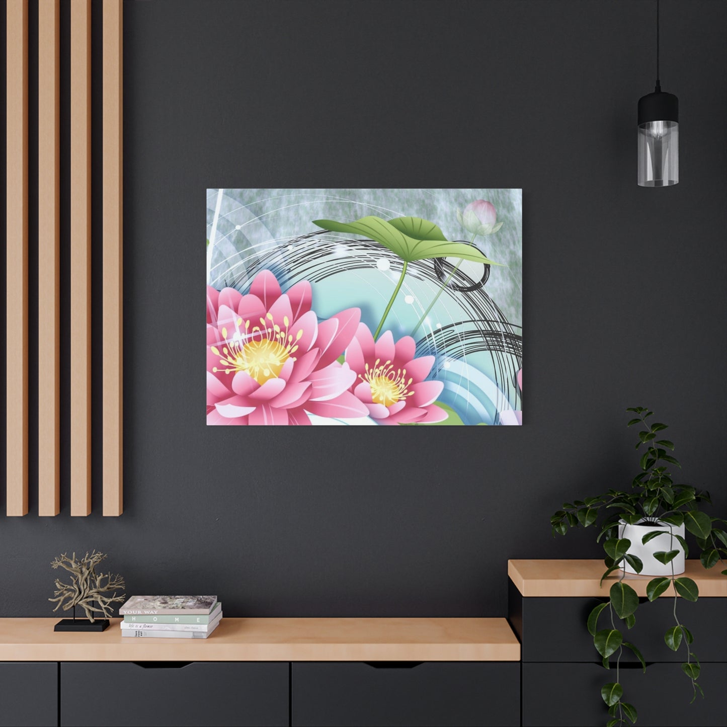 Lotus Blossom Matte Canvas Wall Art — Stretched 1.25" Decorative Print
