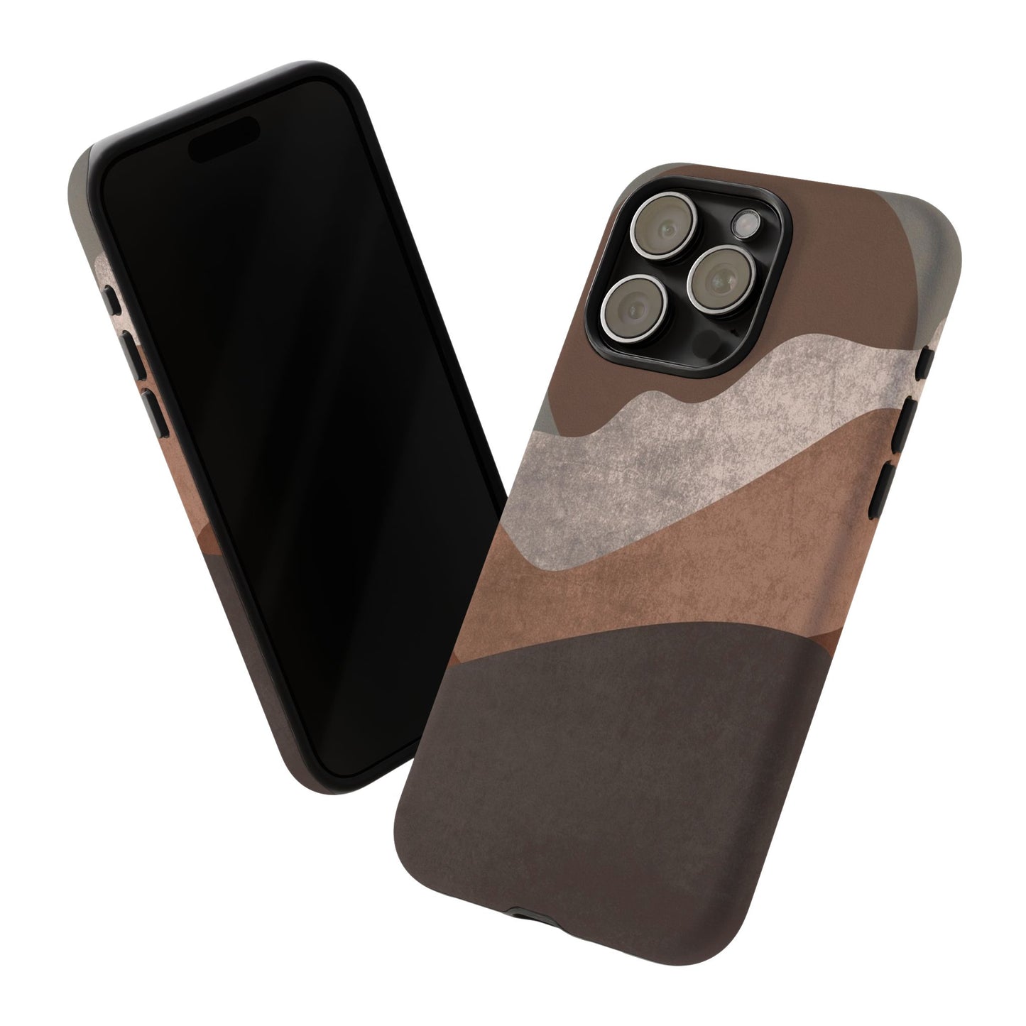Abstract Earthtone Phone Case — Brown Layered Rugged Tough Case