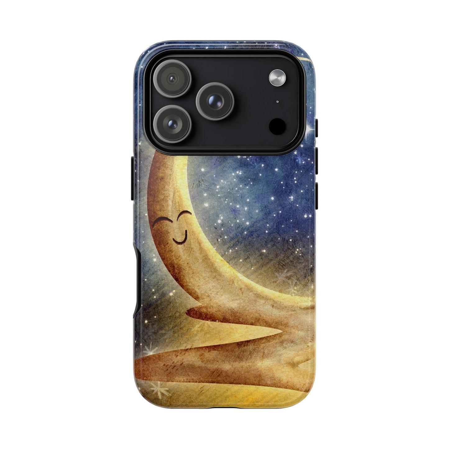 Moonlit Smile Phone Case — Starry Night Crescent Moon iPhone Cover