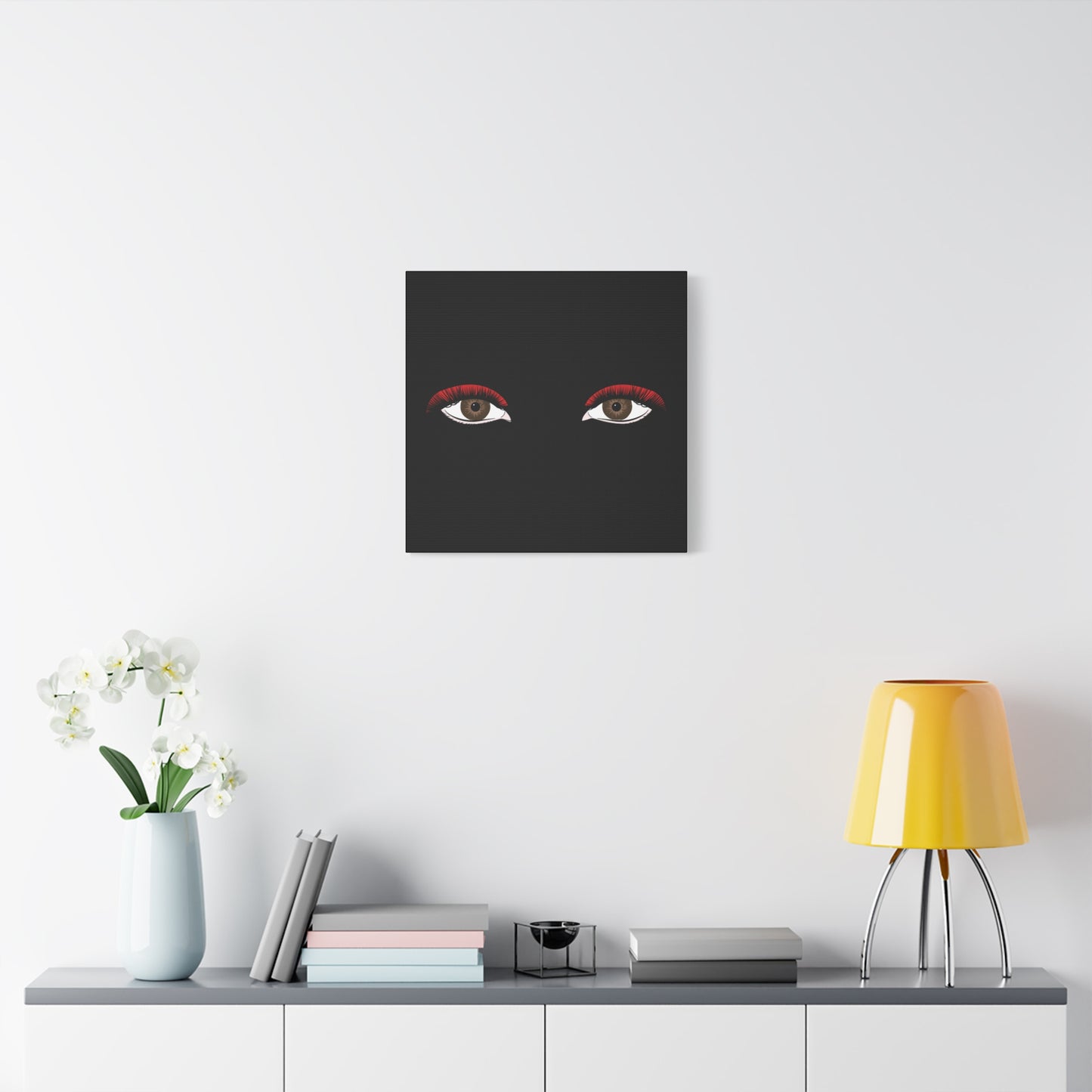 Red Lashes Wall Art Canvas — Glam Eyes Makeup Decor
