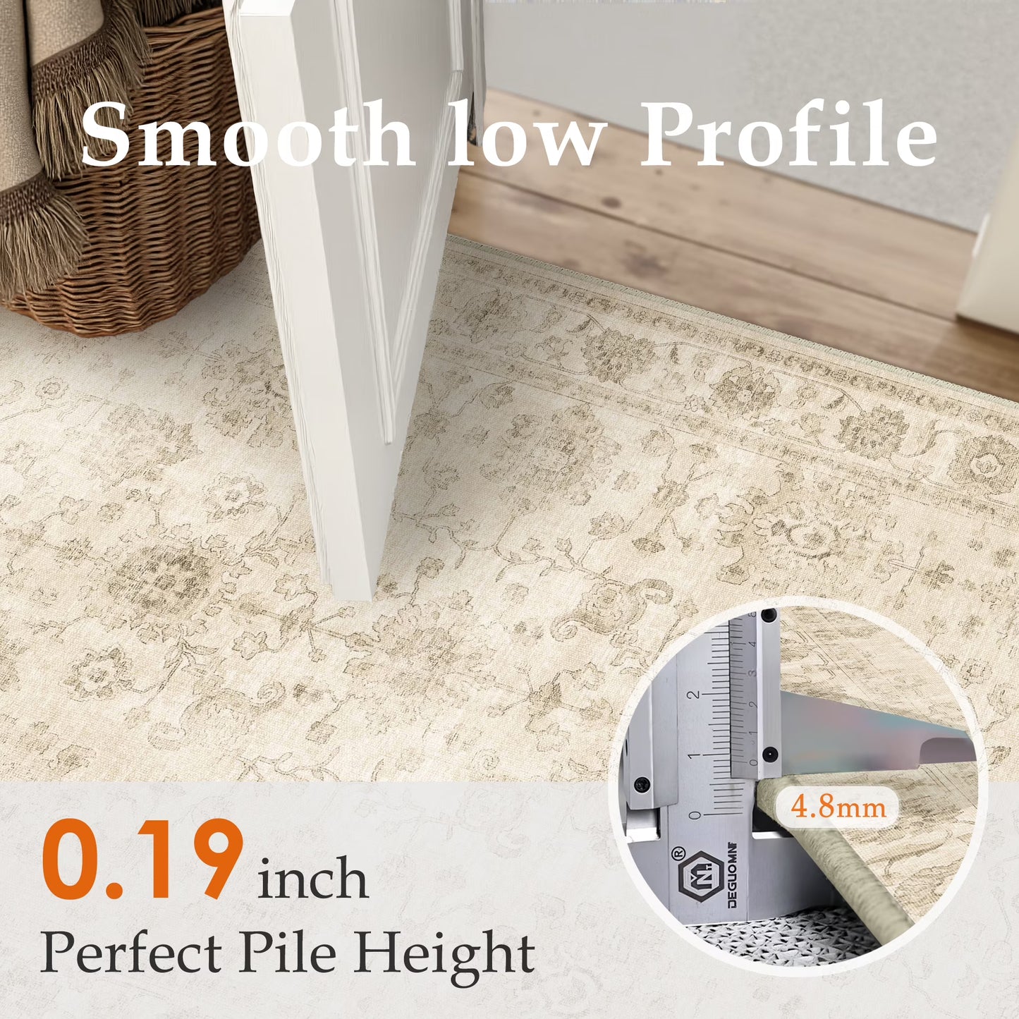 BERTHMEER 8'x10' Area Rugs for Living Room Vintage Beige Carpets