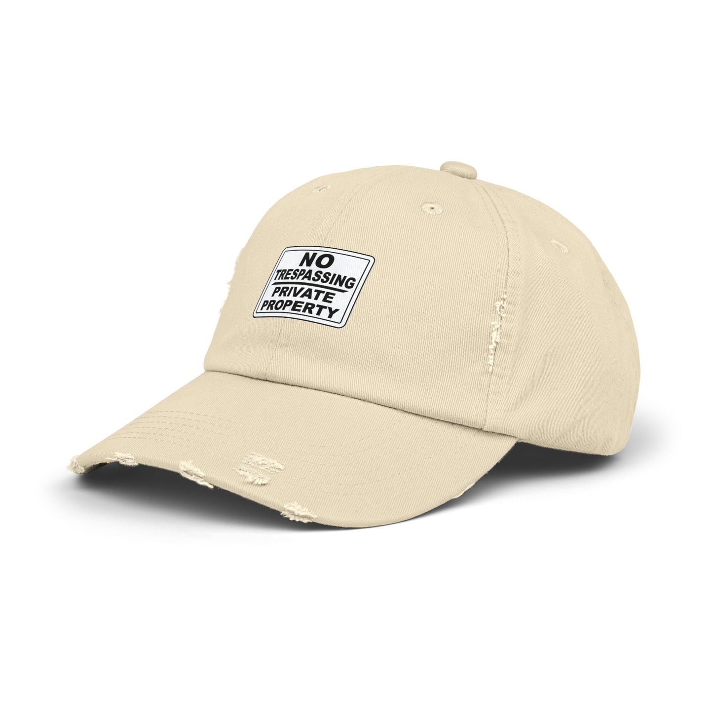 Unisex Distressed Cap - No Trespassing