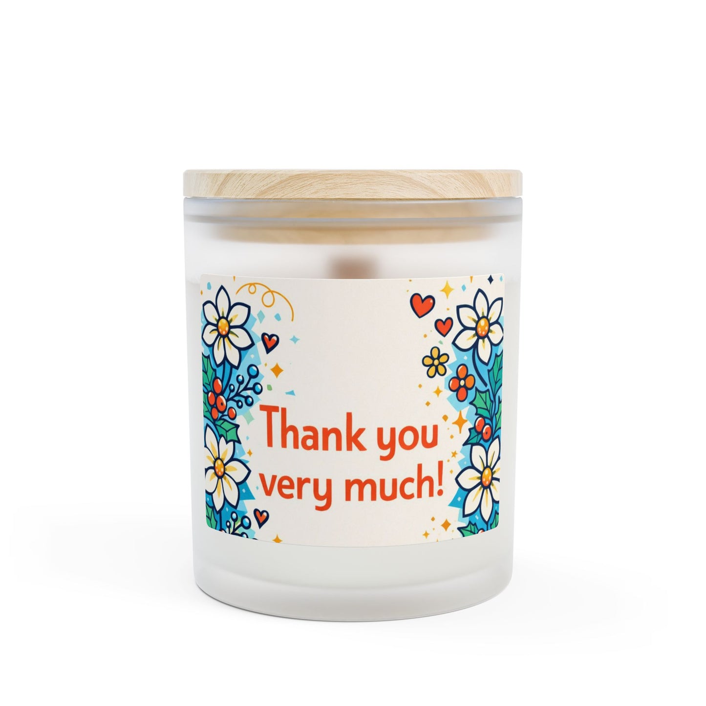 Thank You Very Much Frosted Glass Candle — Floral Appreciation 11oz
