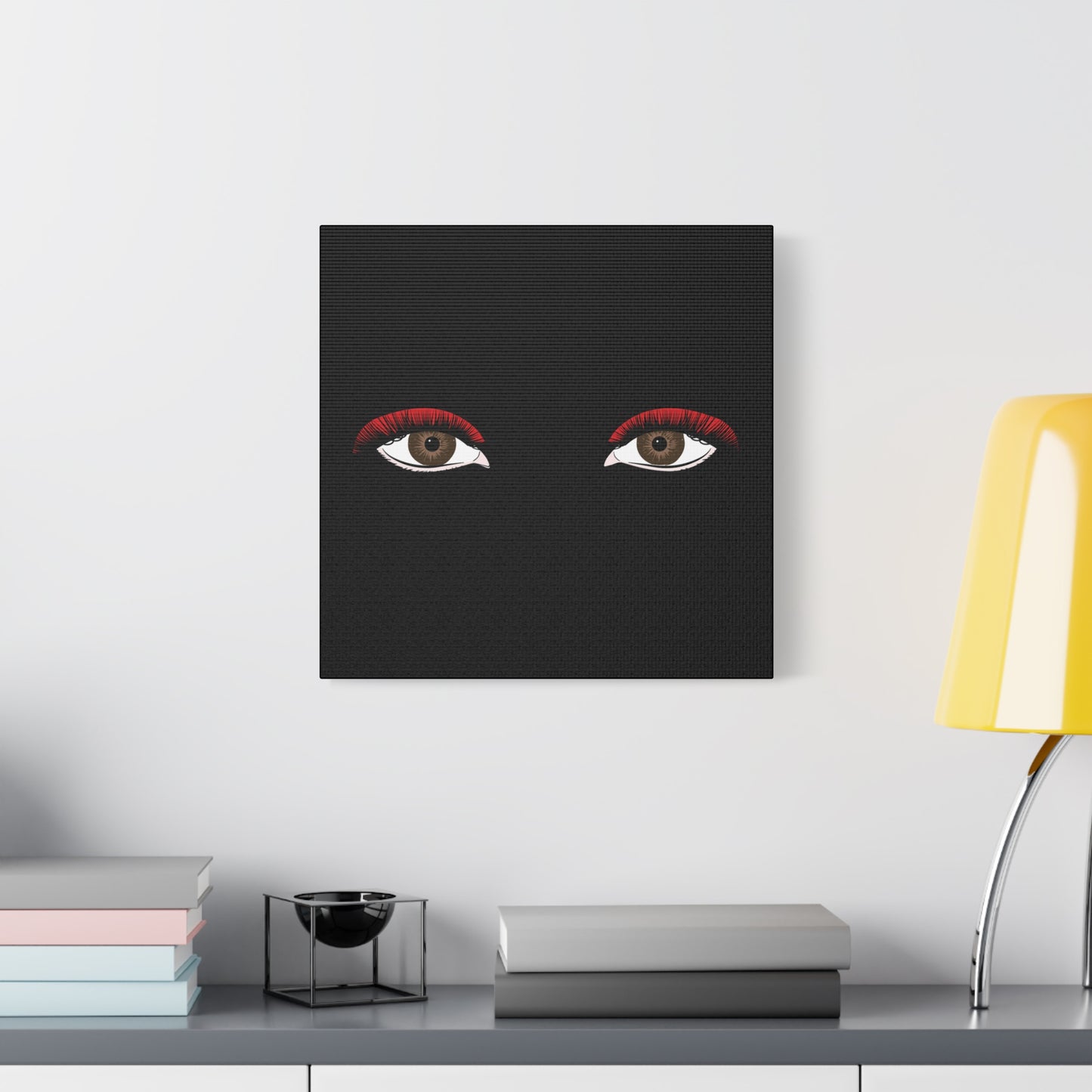 Red Lashes Wall Art Canvas — Glam Eyes Makeup Decor