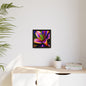 Vibrant Neon Floral Matte Canvas Print — Framed Wall Art