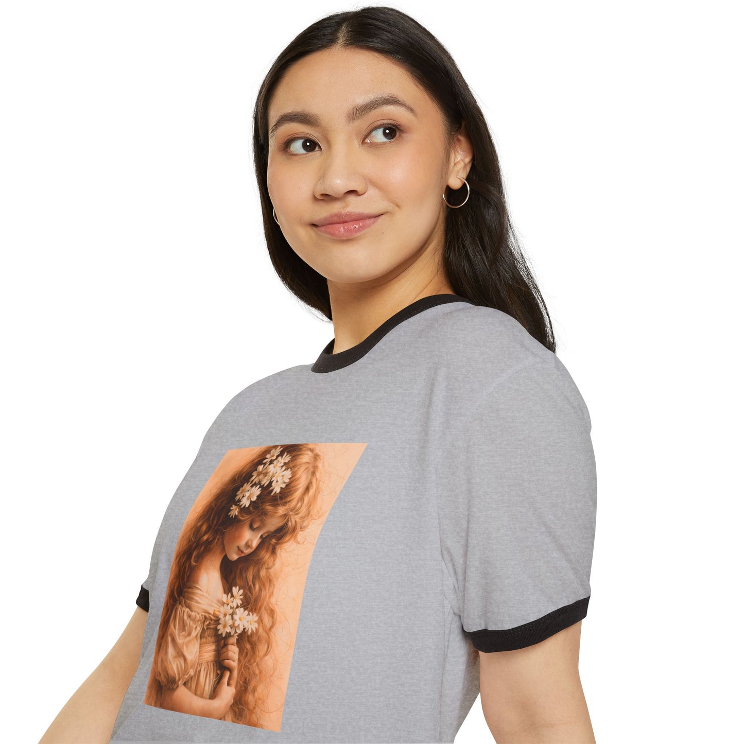 Vintage Floral Girl Ringer Tee