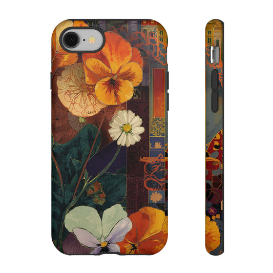 Floral Pansy Tough Phone Case — Vintage Botanical Protection