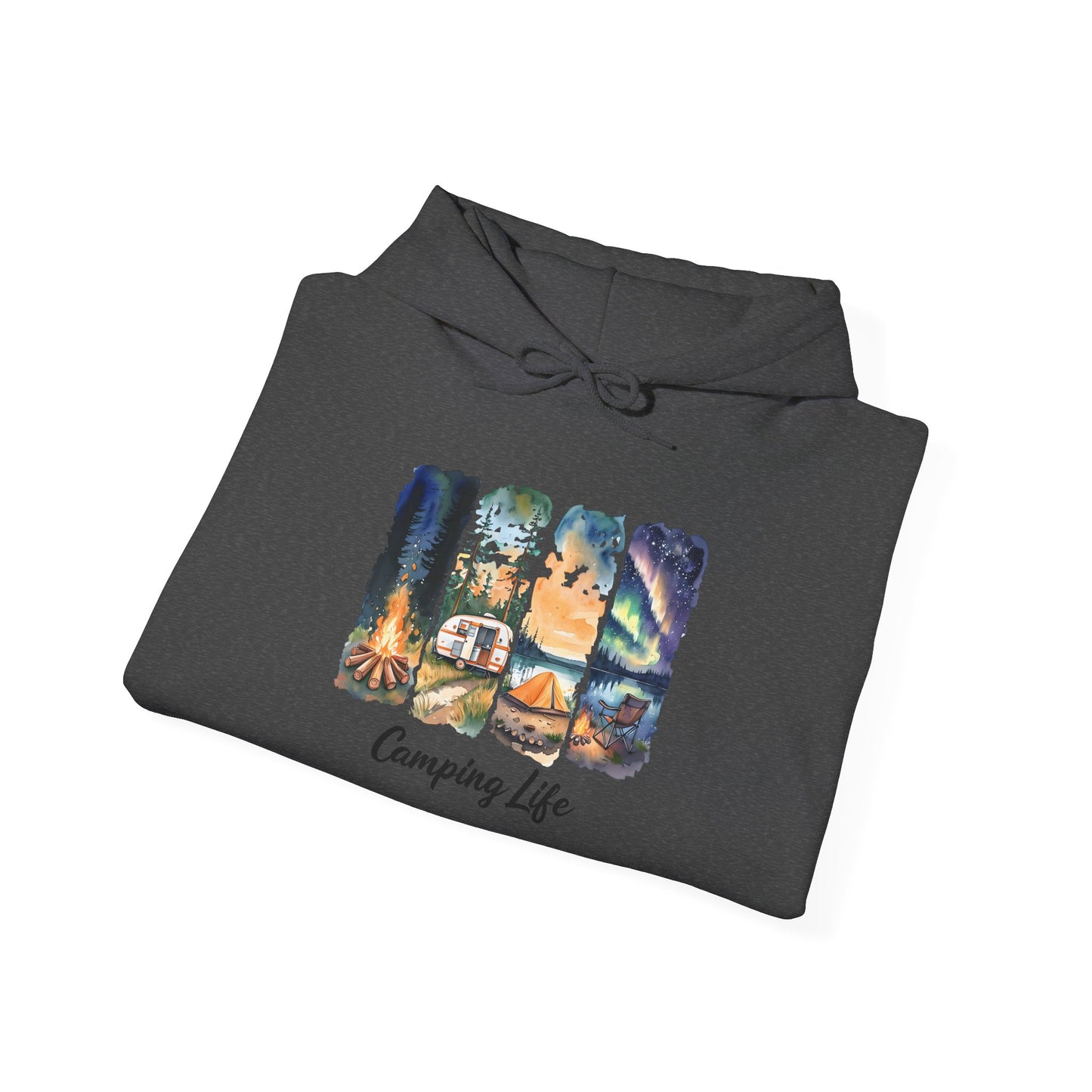 Camping Life Hoodie – Outdoor Illustrated Campsite Scenes