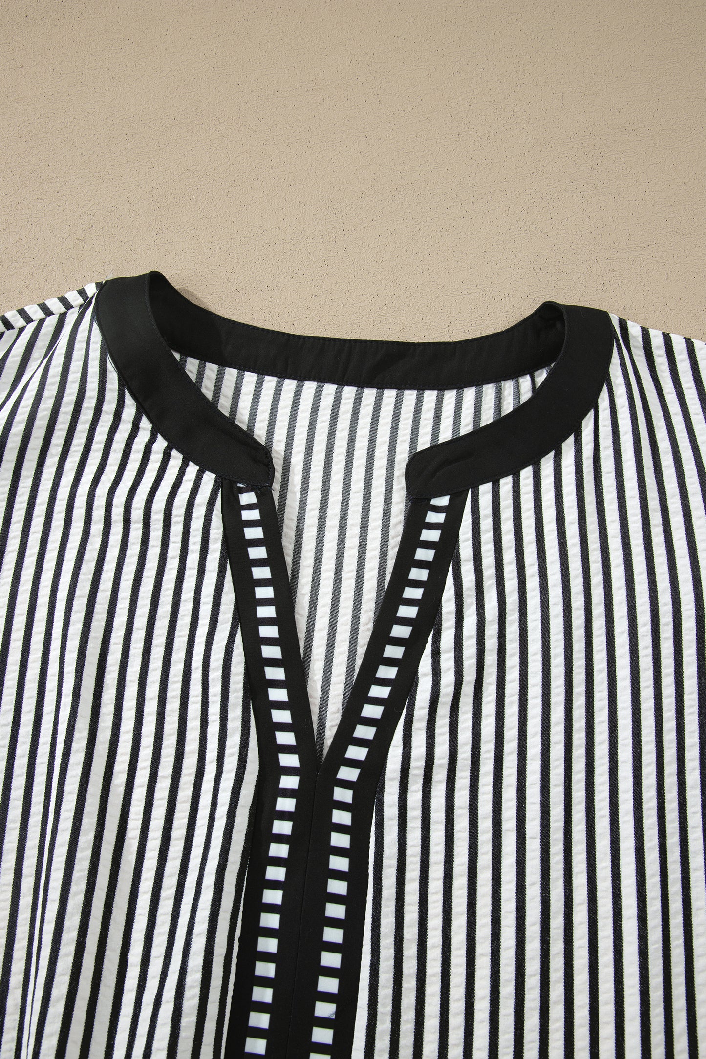 Black Stripe Plus Size Slit V Neck Tiered Flutter Sleeve Maxi Dress