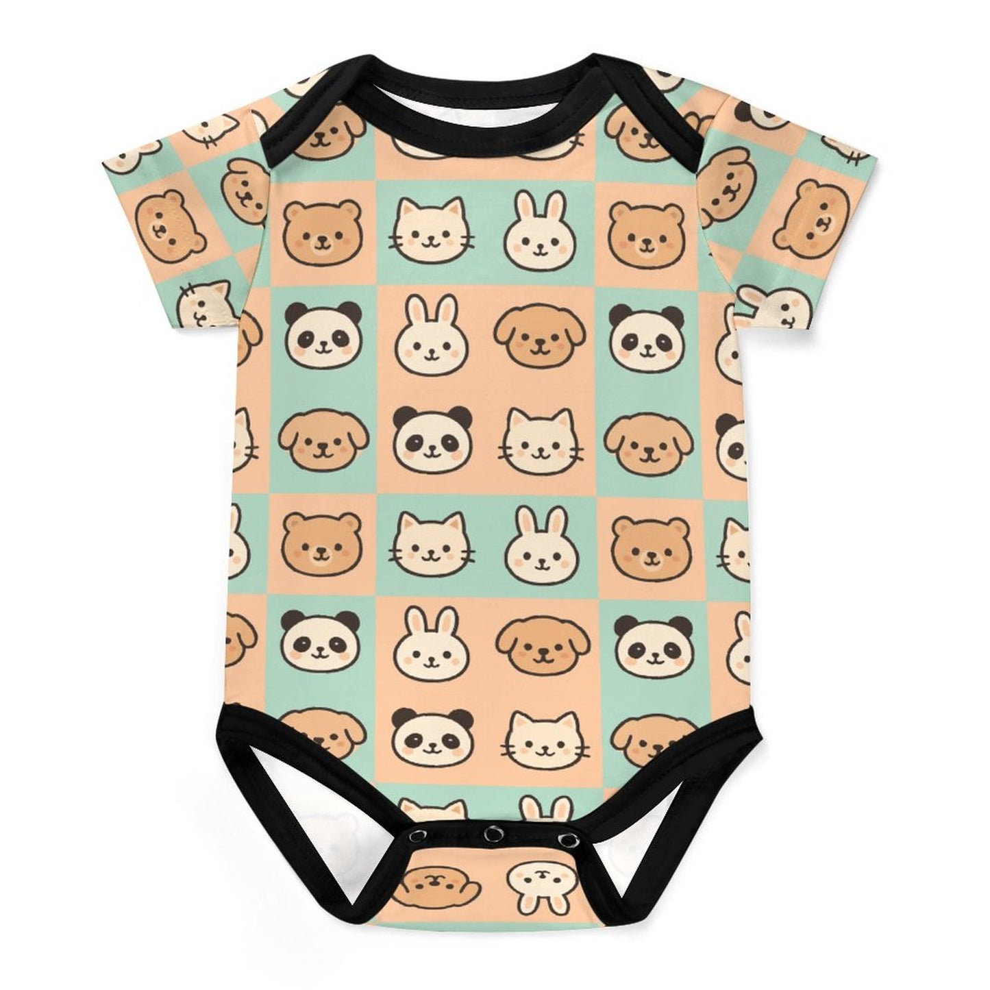 Faux Cotton Short Sleeve Baby Romper cutie animals
