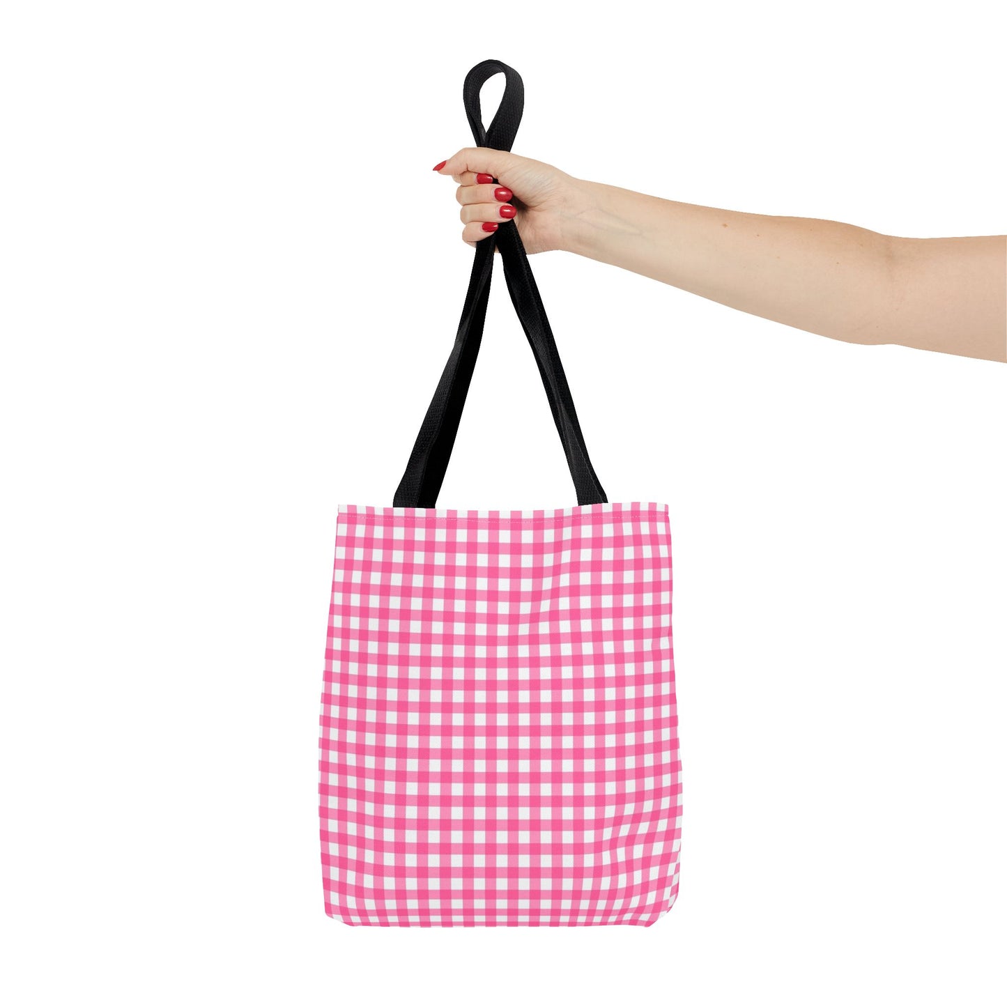 Cute Pink Gingham Tote Bag - Reusable Shopping Bag, Beach Tote