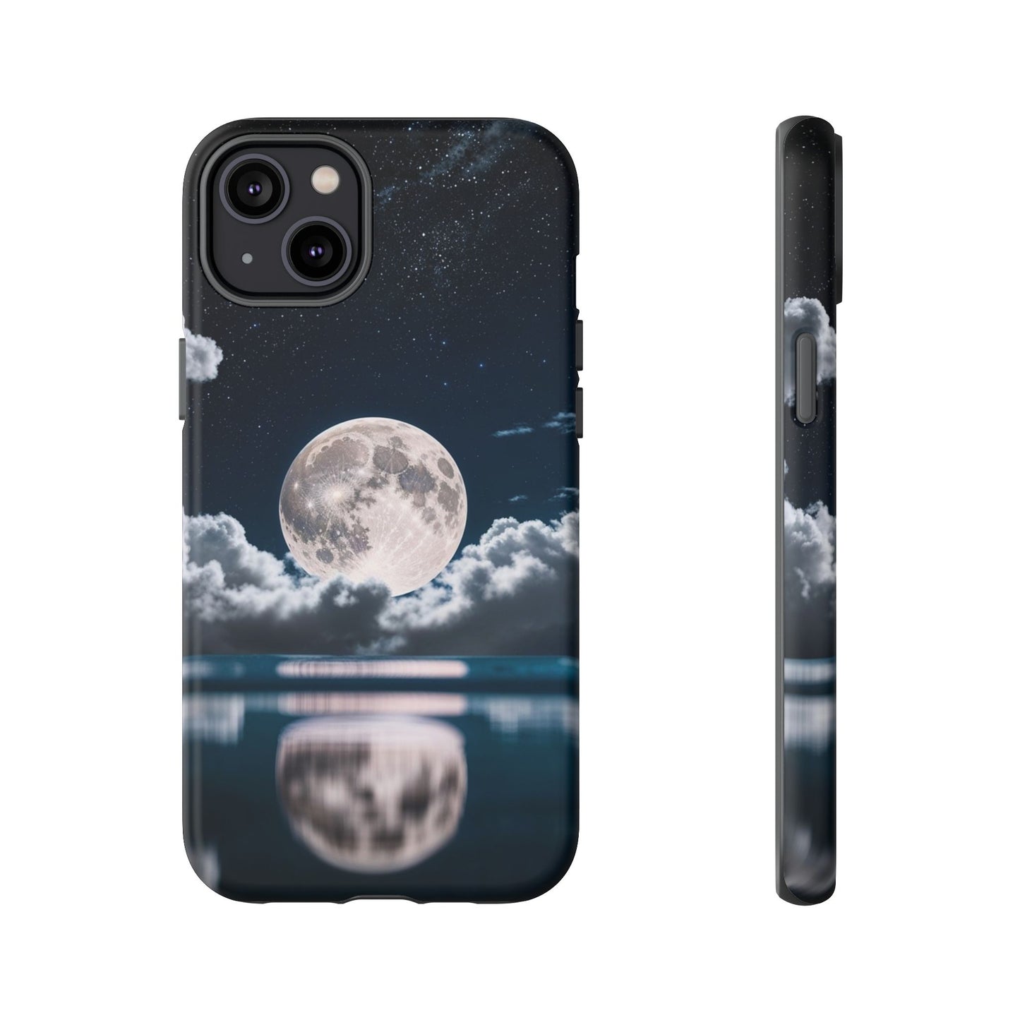 Moonlit Reflection Phone Case — Night Sky Moon & Clouds Tough Case