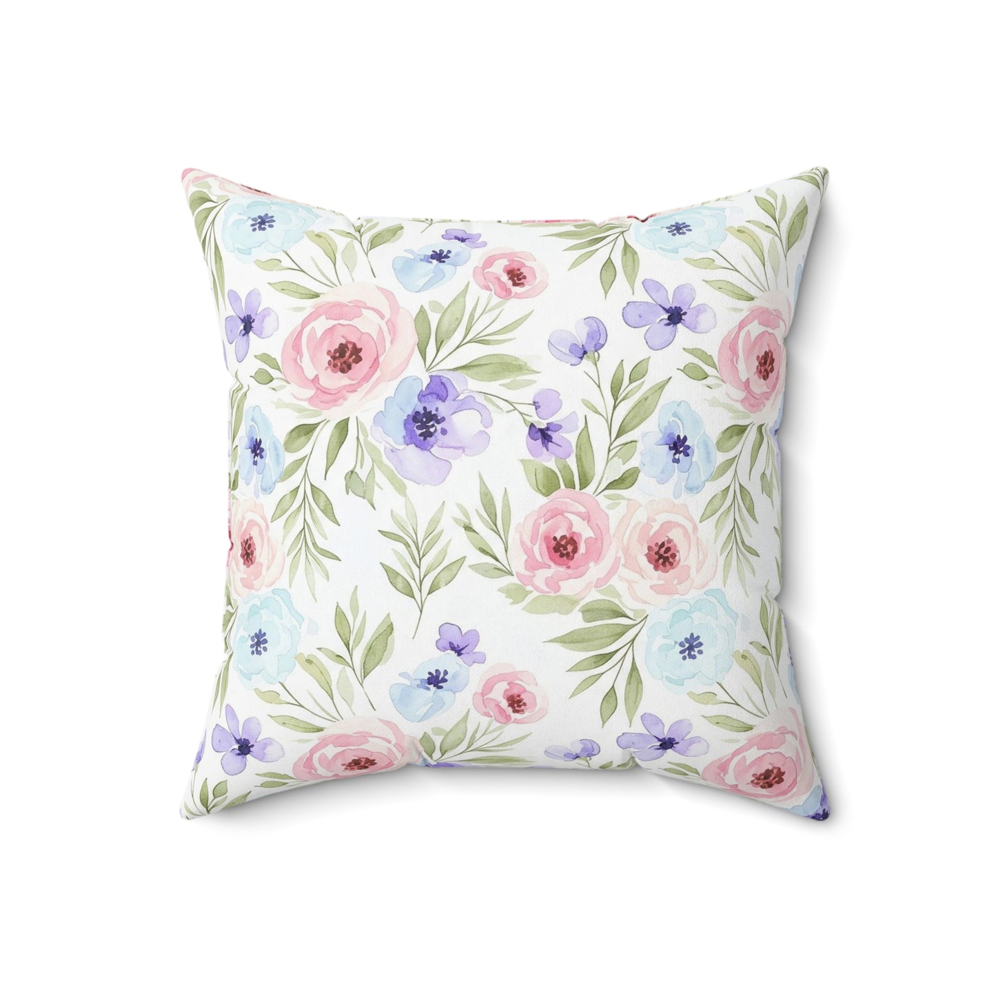 Spun Polyester Square Pillow - Flowers