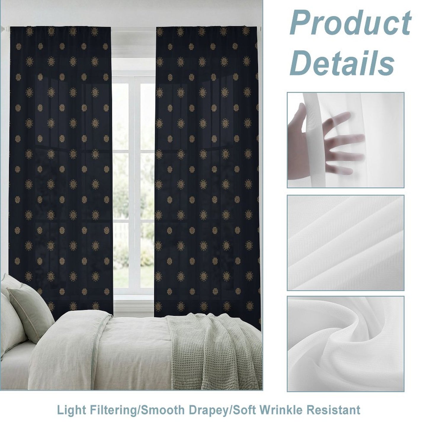 Sheer Curtain Navy Blue
