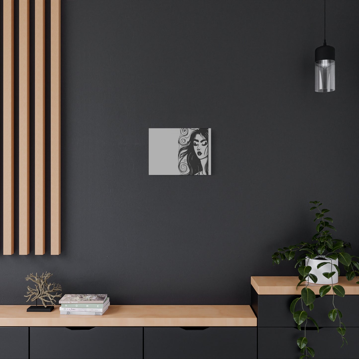 Gothic Woman Portrait Canvas Art — Matte Stretched Wall Decor