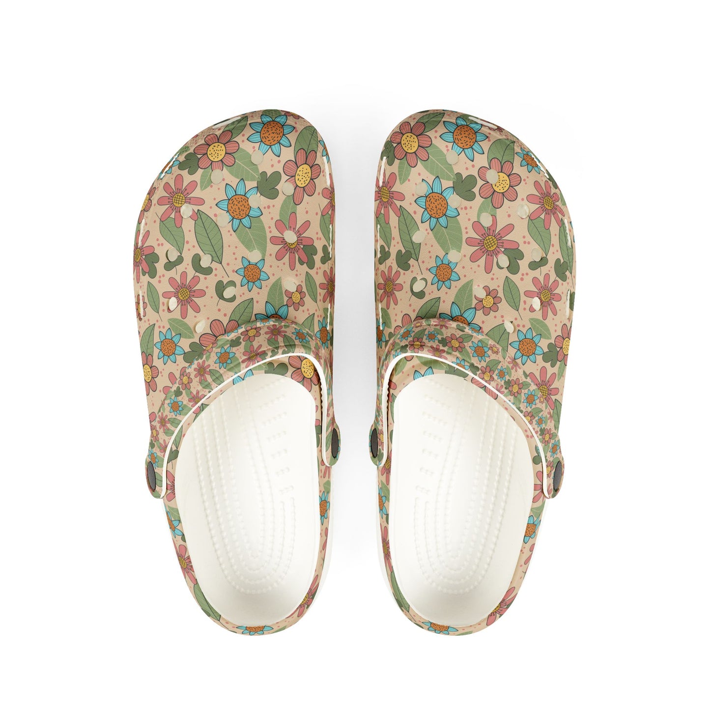 Floral Garden EVA Clogs — Retro Flower Print Foam Slip‑Ons