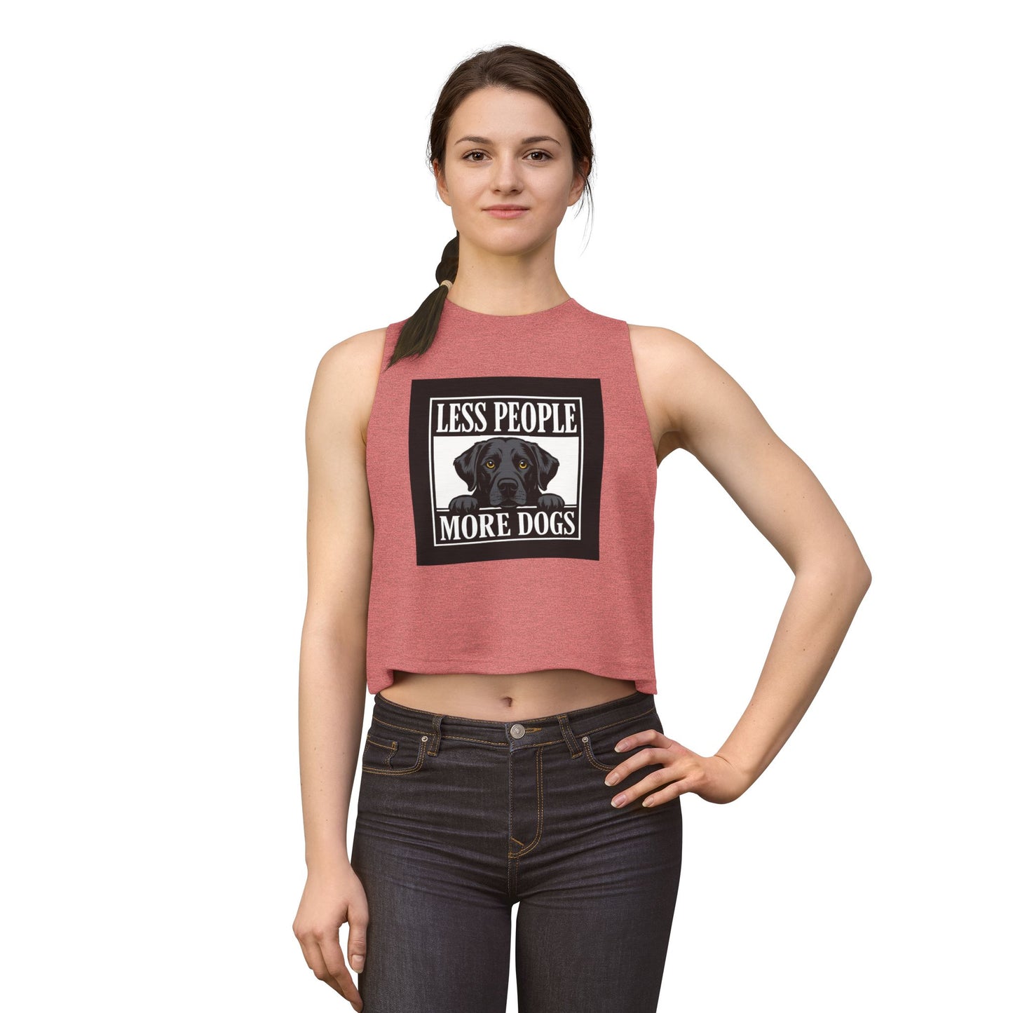 Less People More Dogs Crop Top – Cute Black Lab Graphic Tank for Dog Lovers
