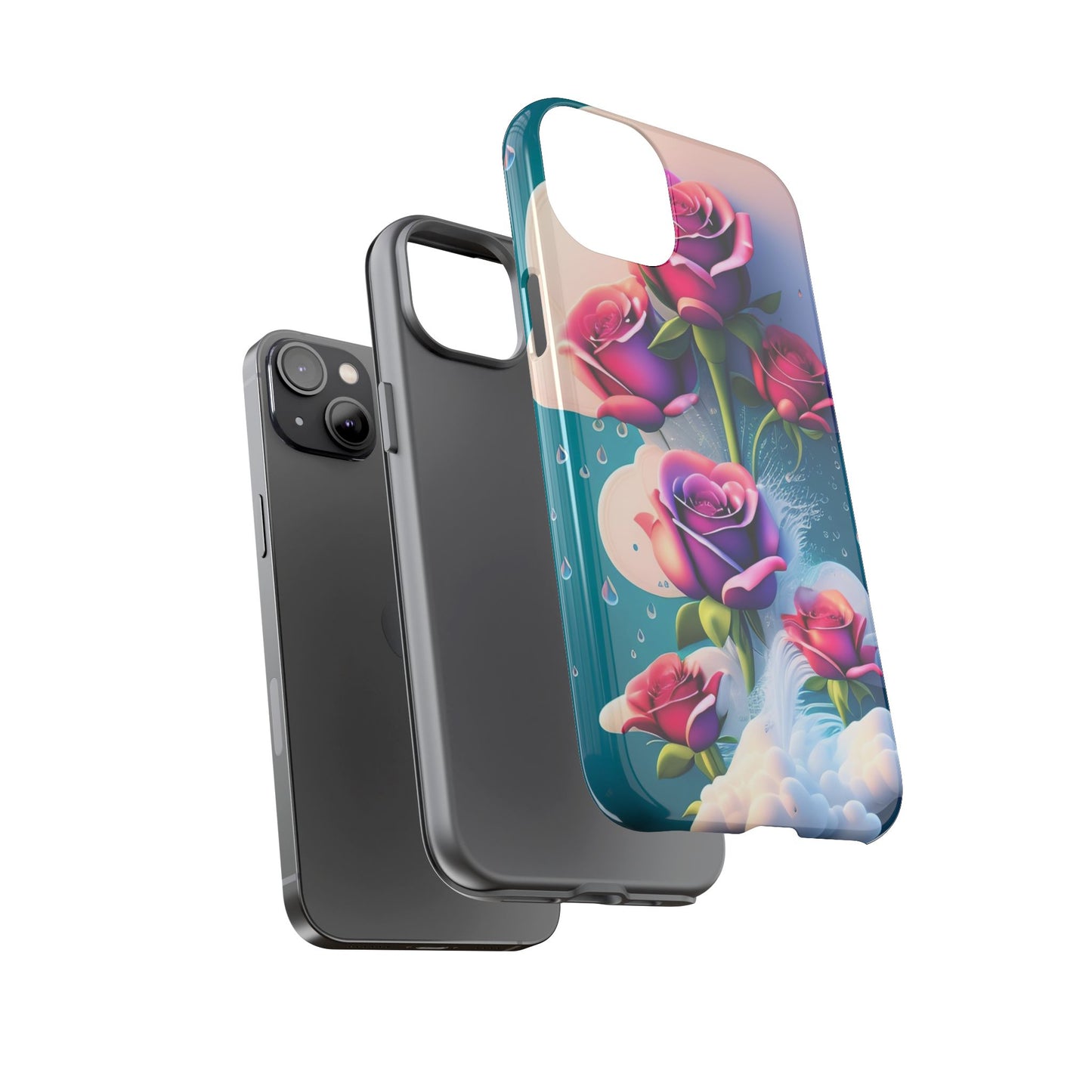 Floral Dream Tough Phone Case — Rose Bouquet Clouds Design