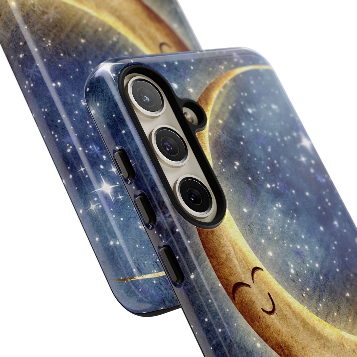 Moonlit Smile Phone Case — Starry Night Crescent Moon iPhone Cover