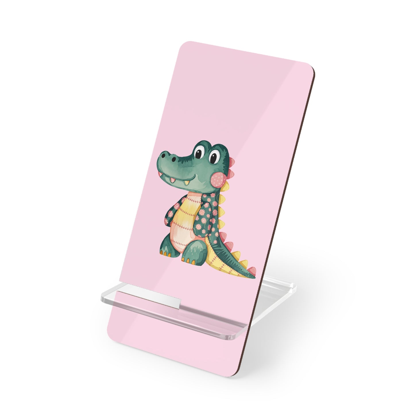 Pink Cute Crocodile Phone Stand — Foldable Mobile Display Stand for Smartphones