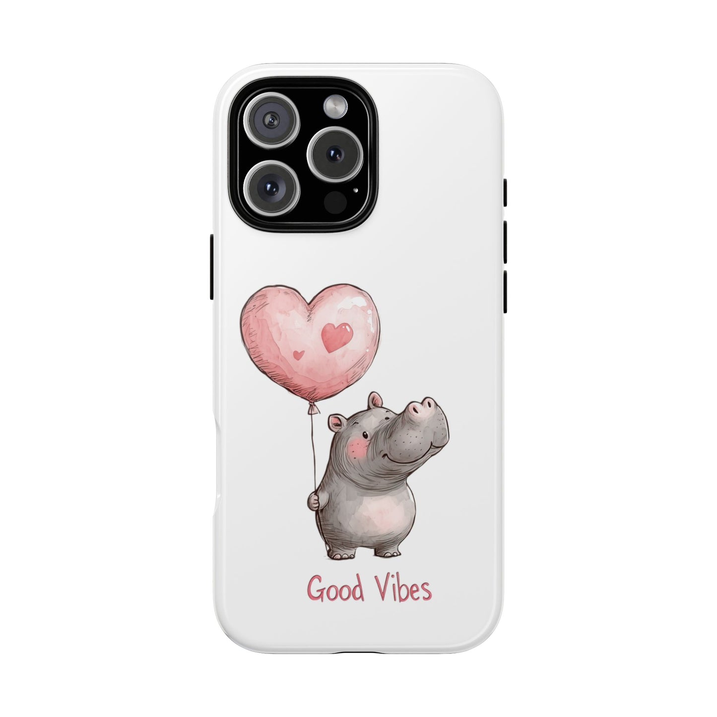 Cute Hippo Phone Case - Good Vibes Design, Animal Lover Gift, Fun Accessory, Birthday Present, Phone Accessories
