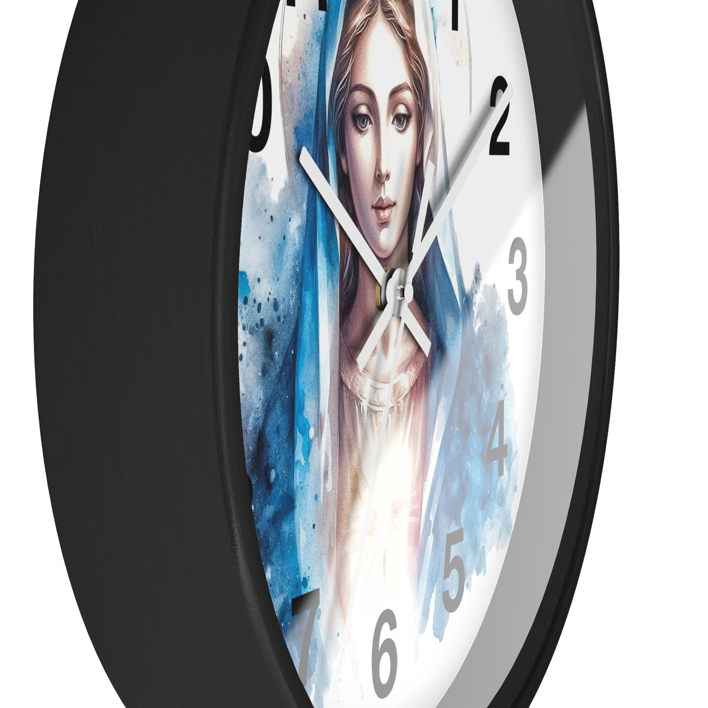 Serene Virgin Mary Wall Clock - Spiritual Home Decor, Religious Gift, Timeless Artistic Piece, Faith-Based Office Accessory