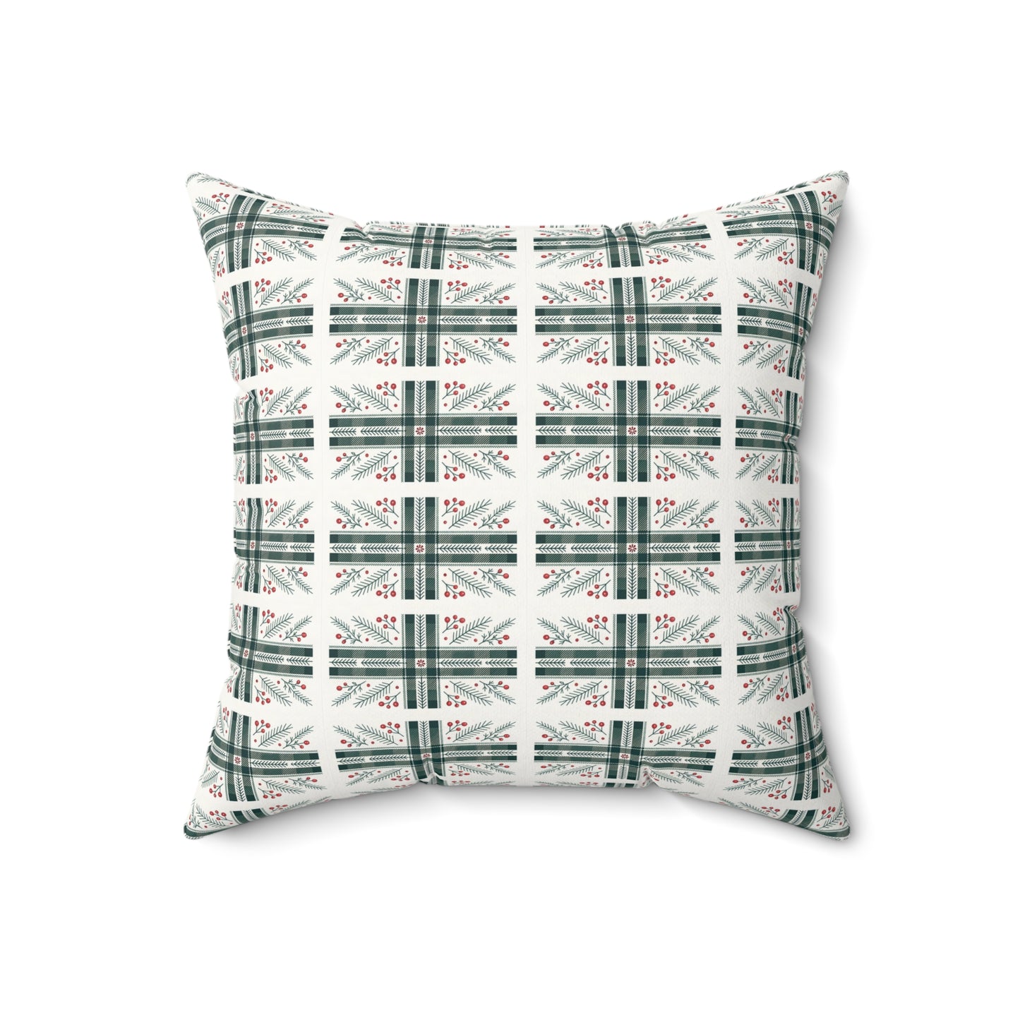 Holiday Plaid Pine & Berry Decorative Pillow