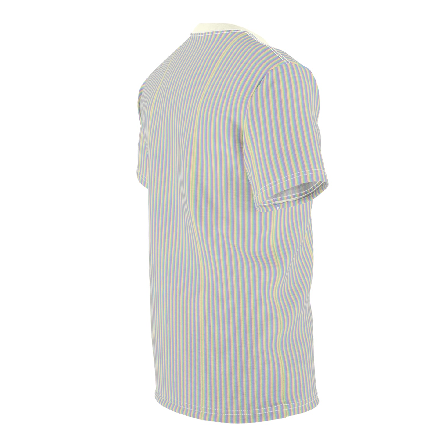 Striped Pastel Tee with Floral Pin Graphic
