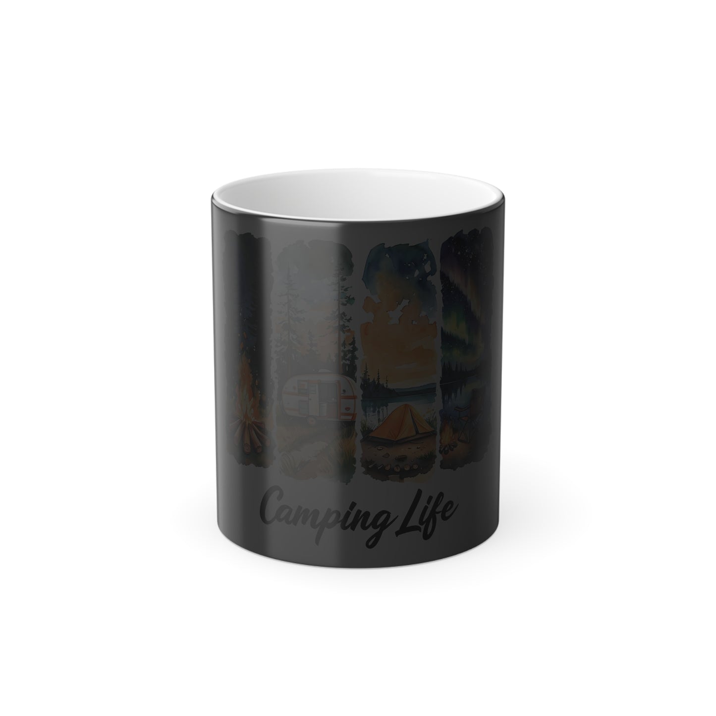 Camping Life Color-Changing Mug — 11oz Camper, Tent & Campfire Design