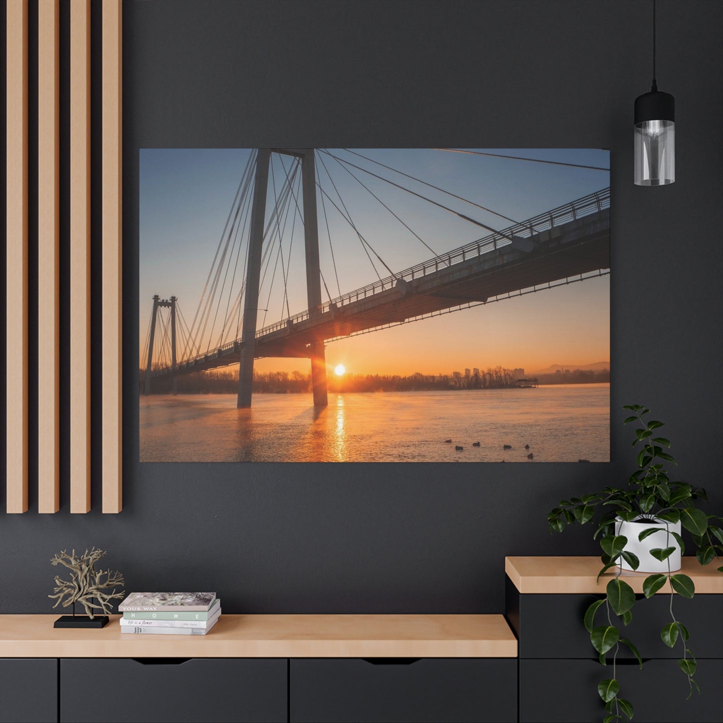 Sunrise Bridge Canvas Wall Art — Matte Stretched Canvas