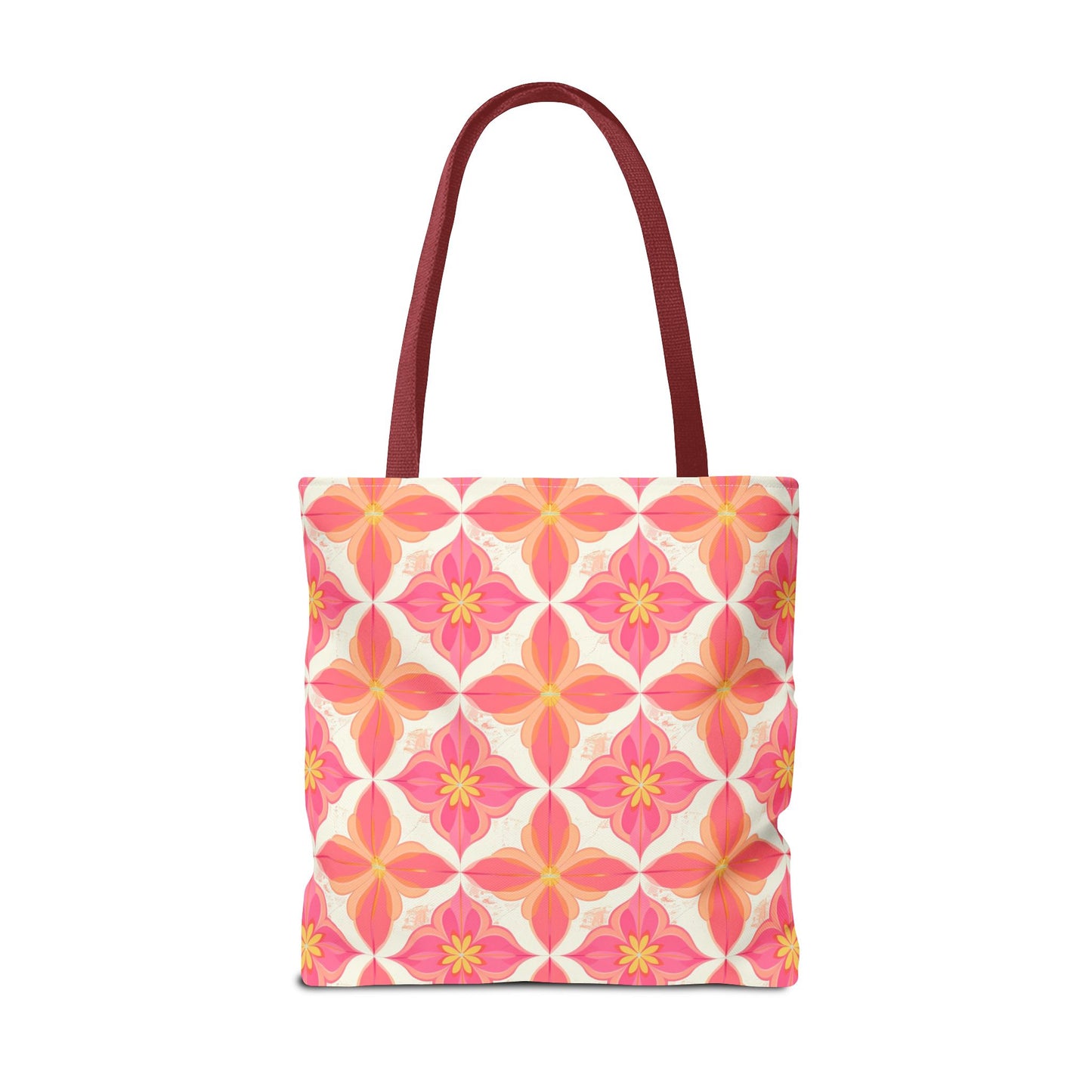 Pink Floral Geometric Tote Bag —  Reusable Shopper